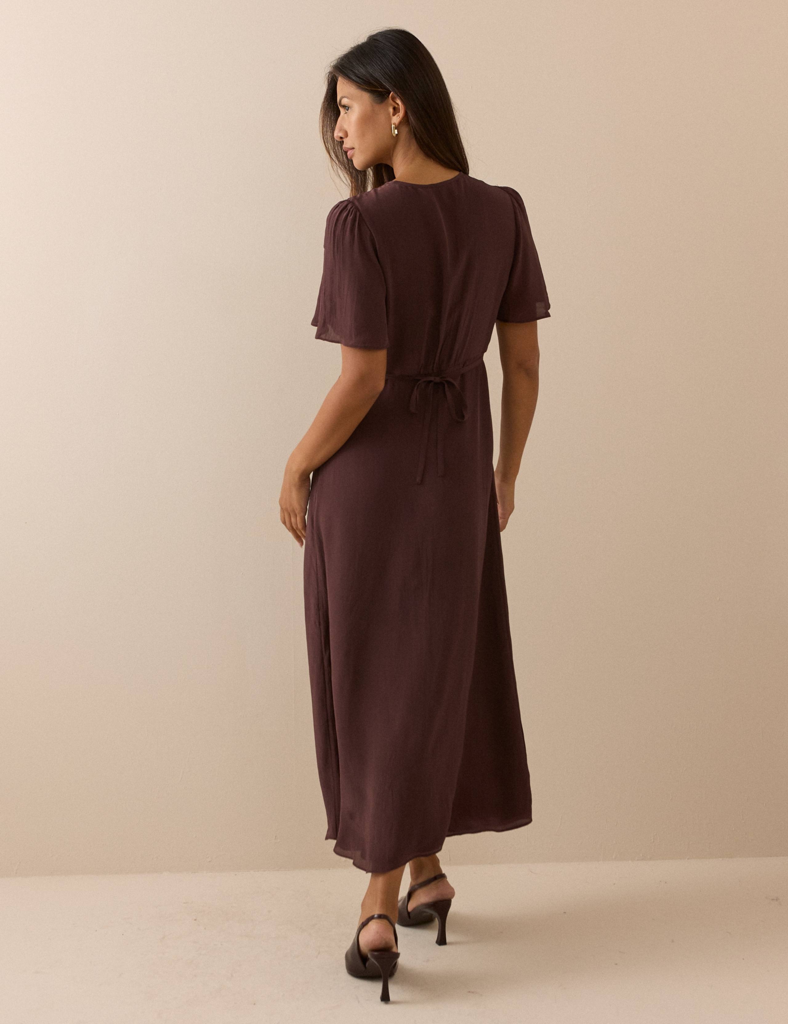 Tie Neck Midi Waisted Dress 2 of 5
