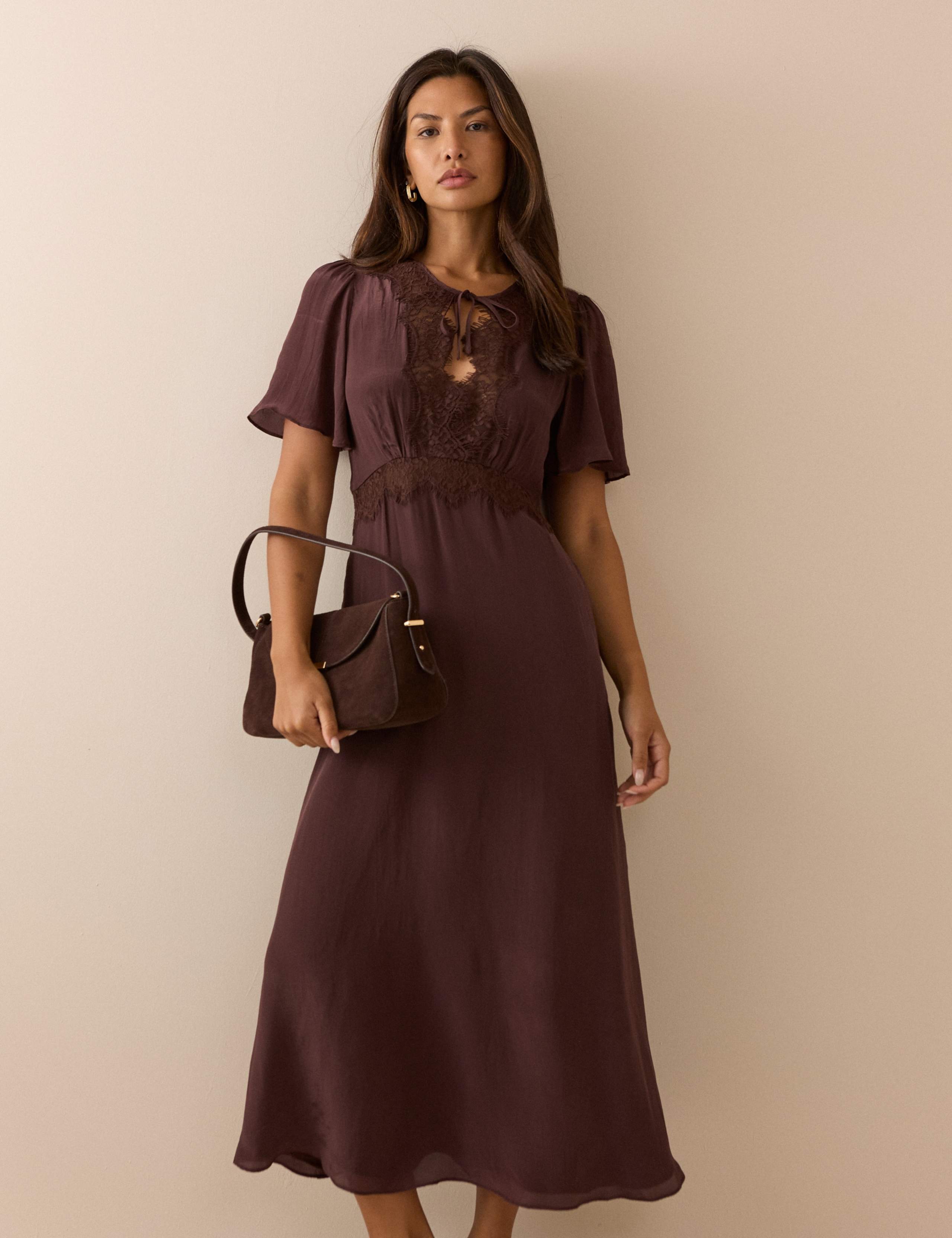 Tie Neck Midi Waisted Dress 4 of 5