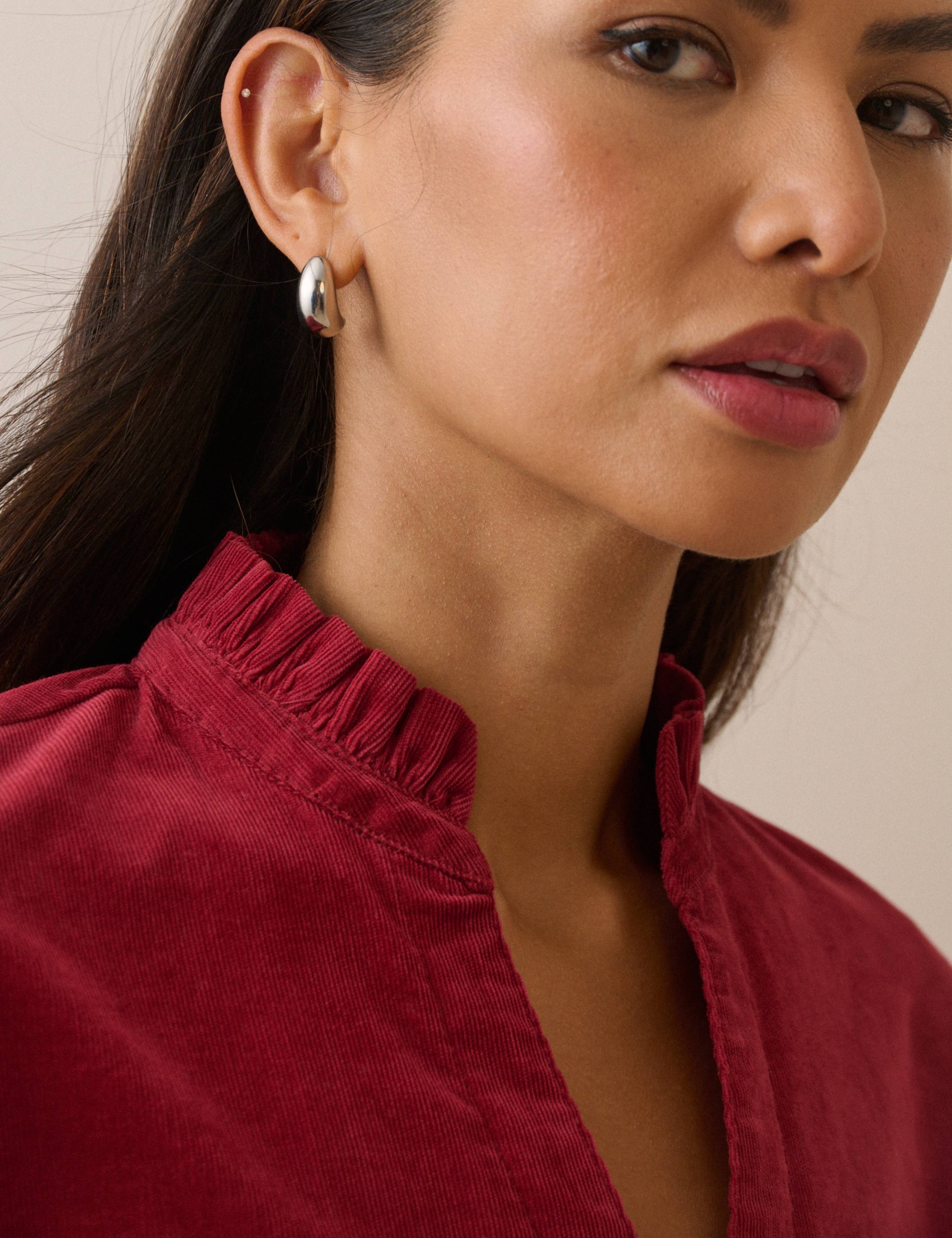 Pure Cotton Cord Frill Neck Blouse 5 of 5