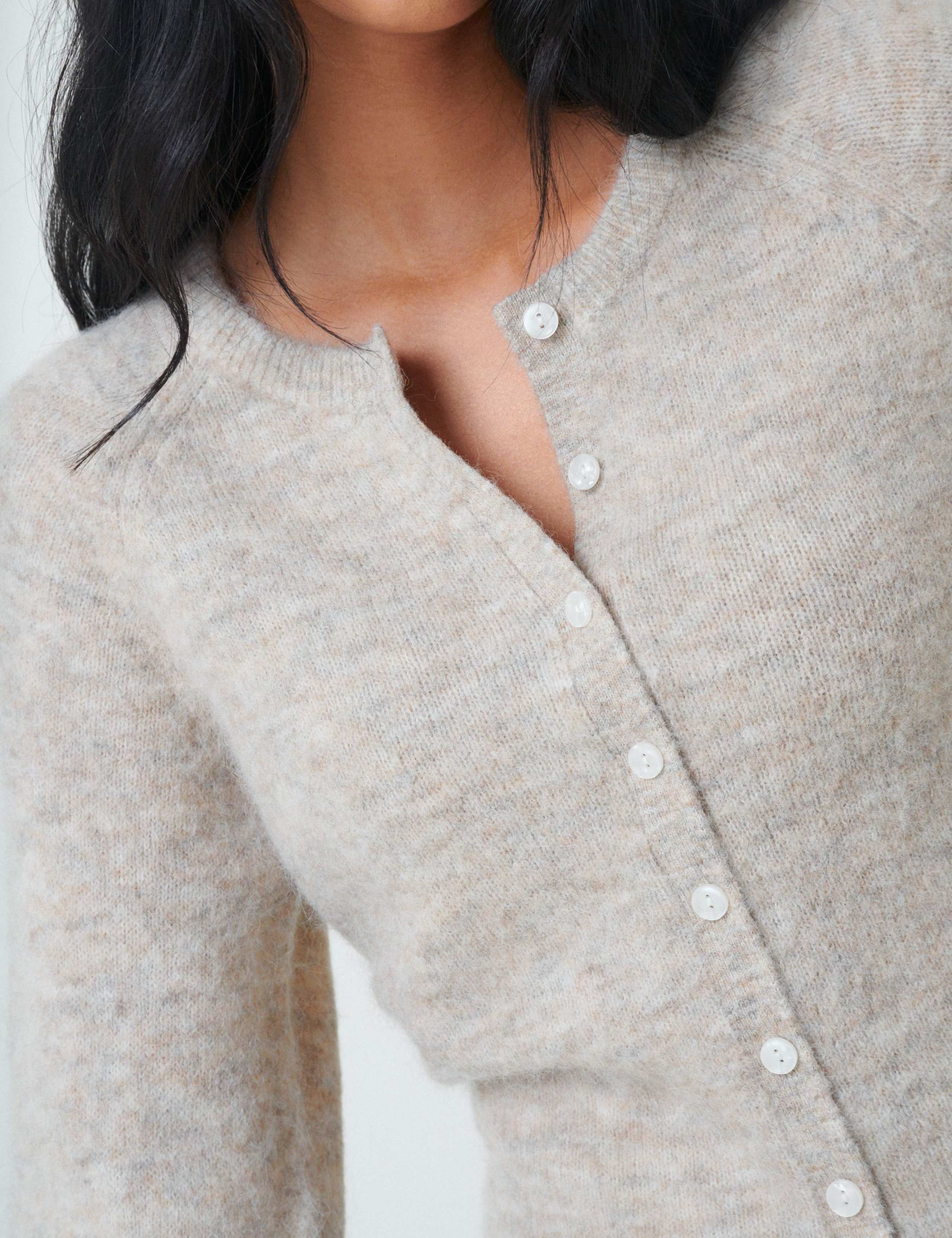 Wool Blend Crew Neck Cardigan 3 of 4