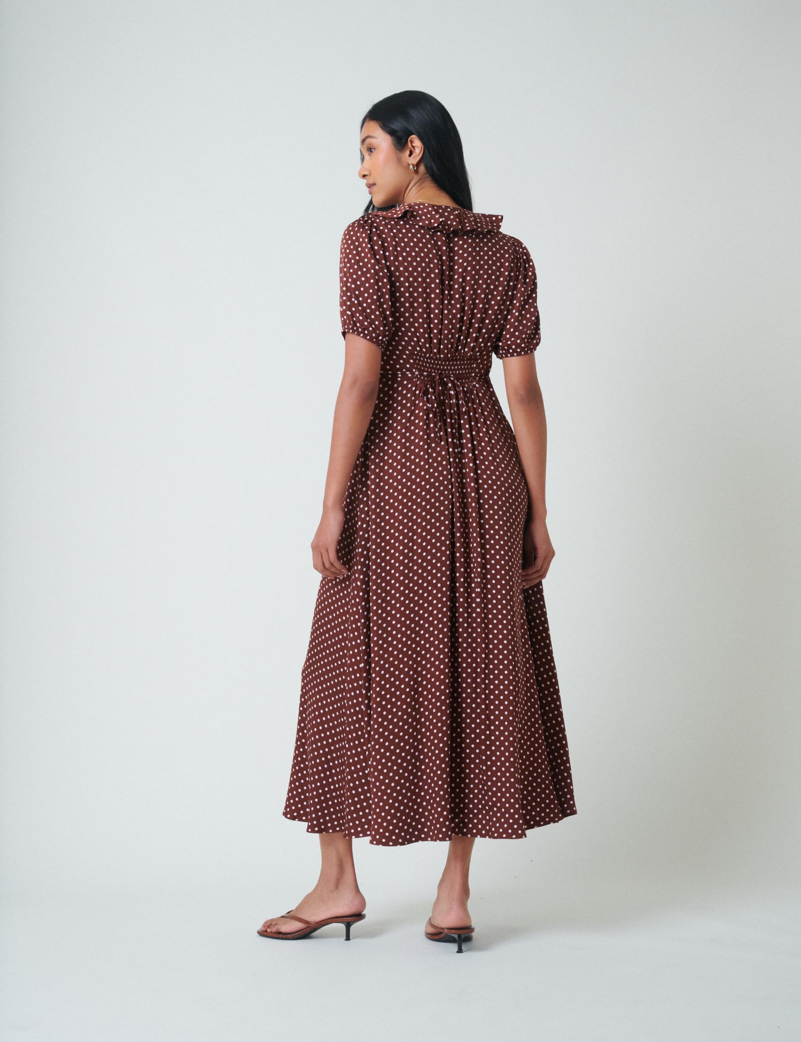 Polka Dot V-Neck Midi Tea Dress 3 of 5