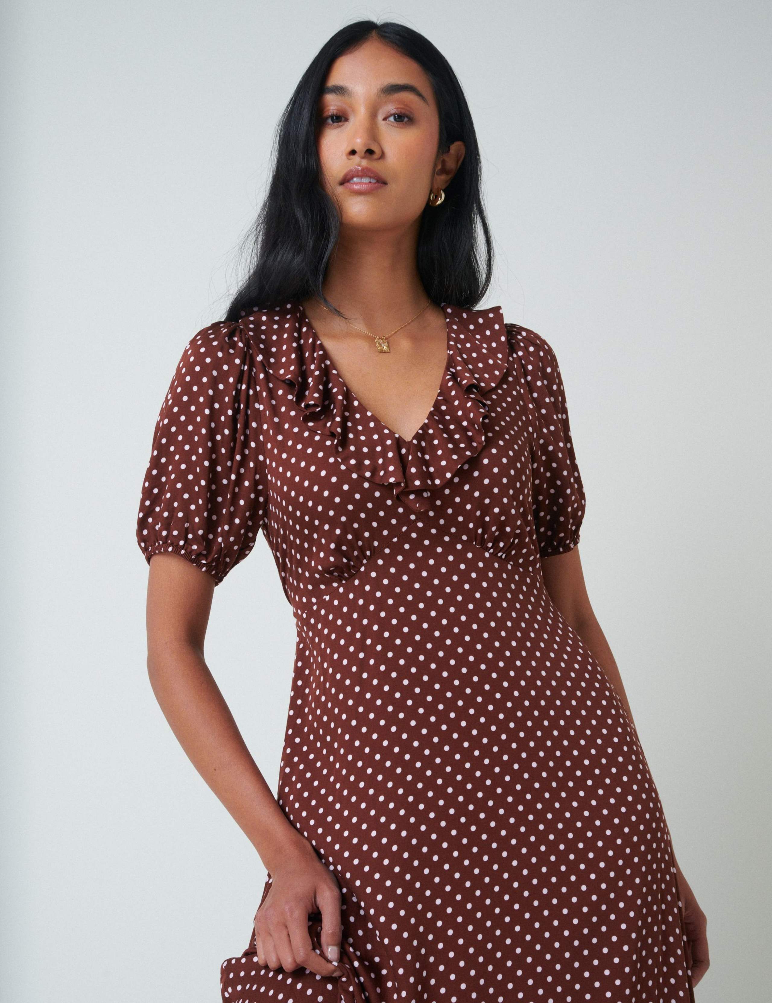 Polka Dot V-Neck Midi Tea Dress 5 of 5