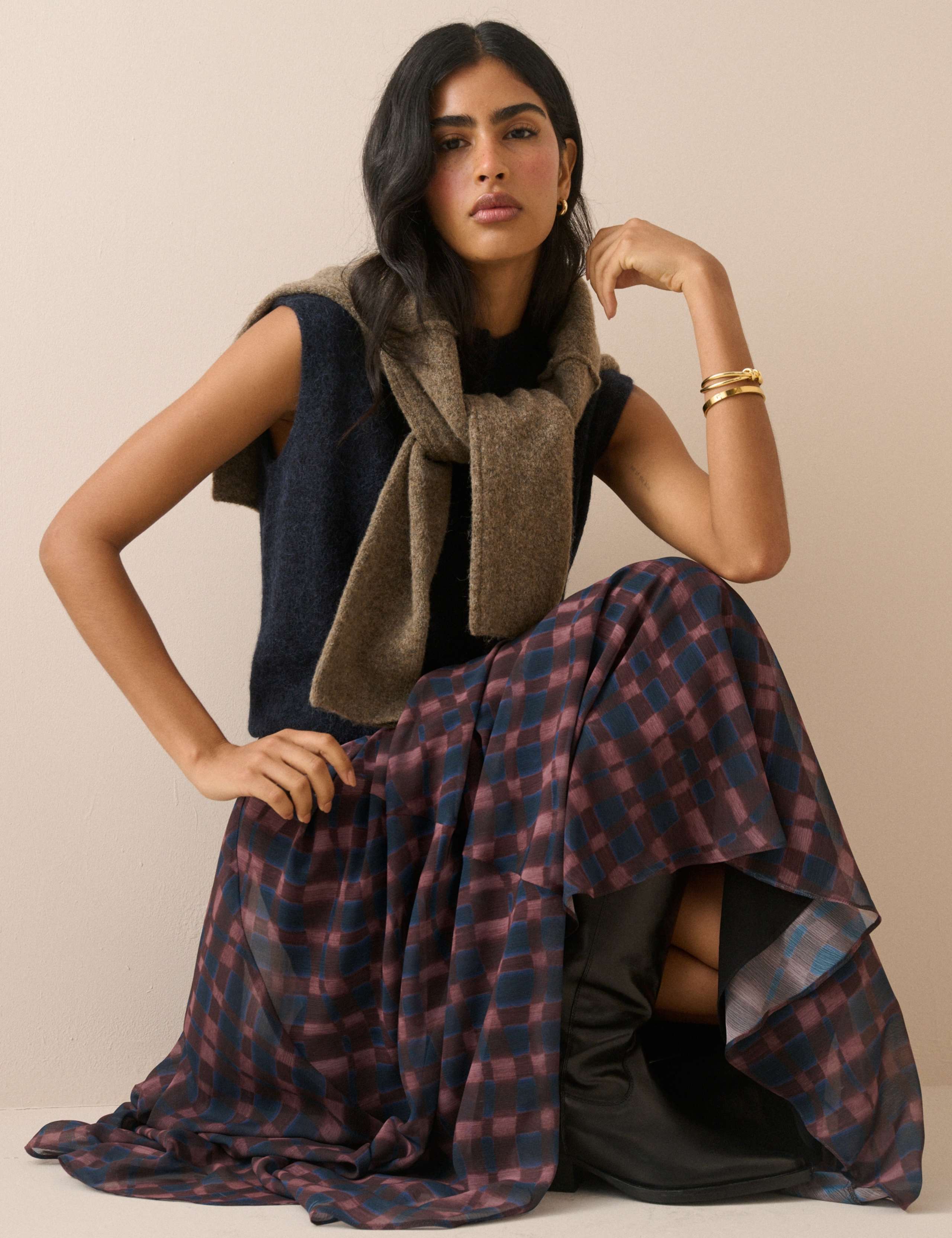 Checked Maxi A-Line Skirt 4 of 5