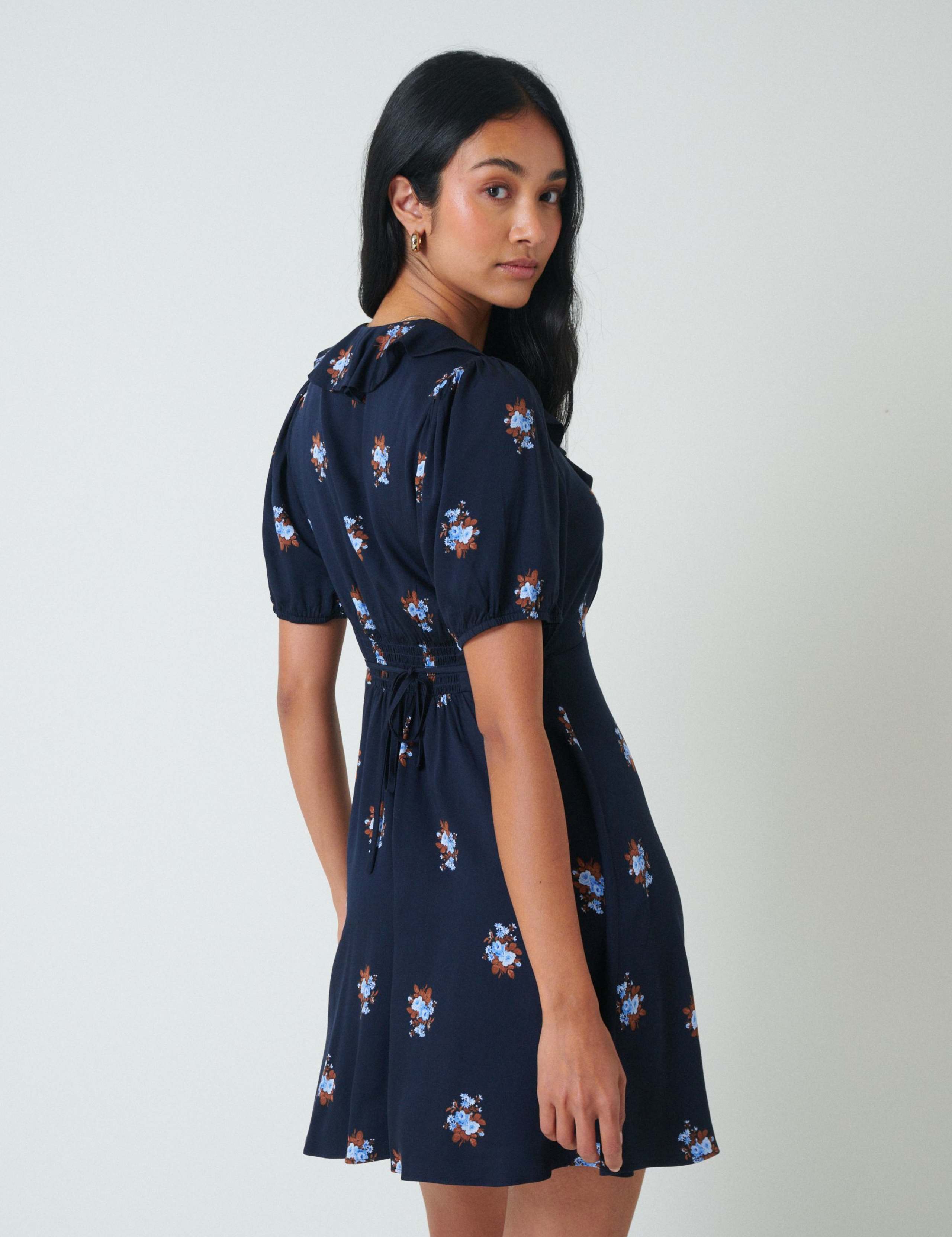 Floral V-Neck Mini Tea Dress 3 of 5