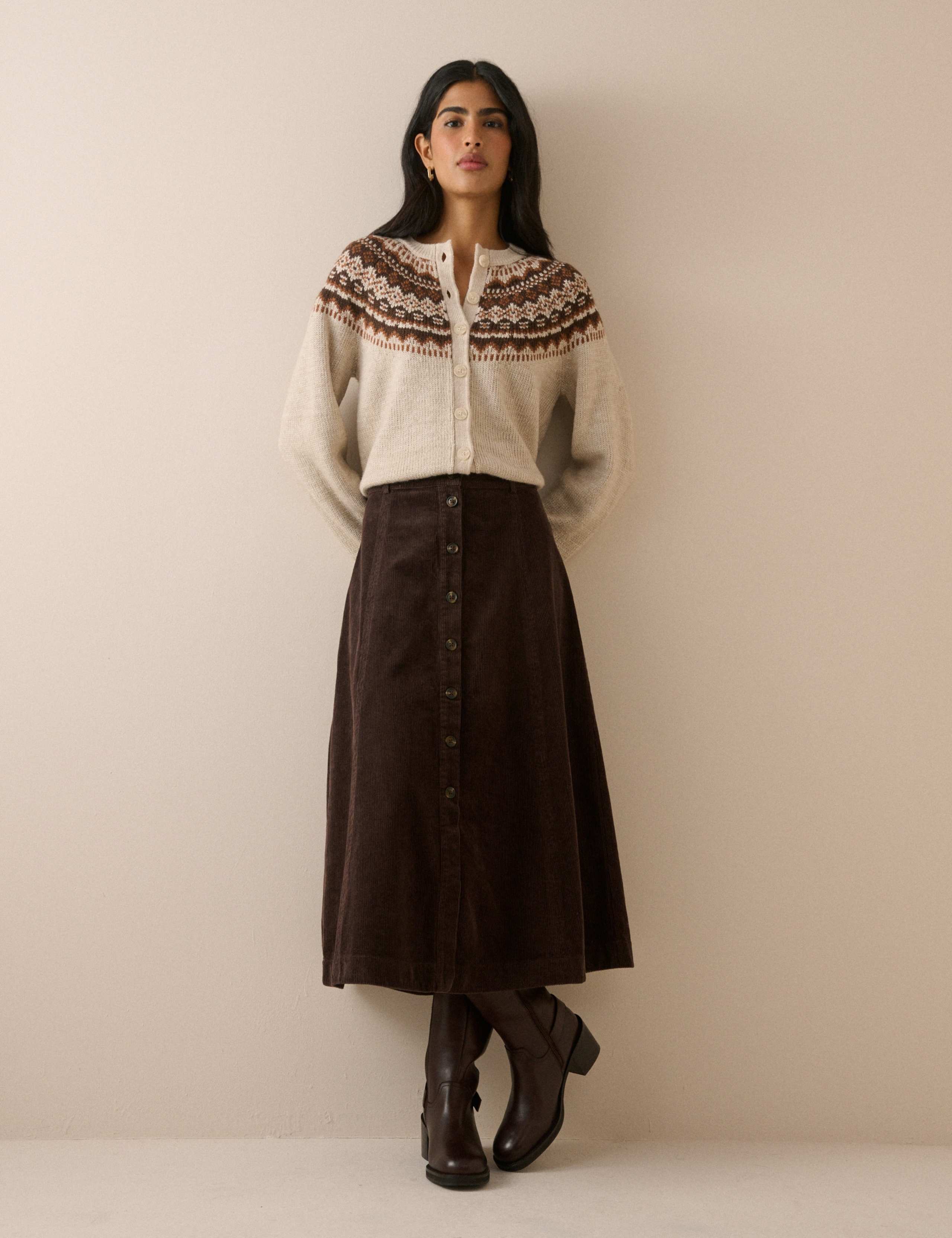 Fair Isle Button Front Cardigan with Wool 3 of 5