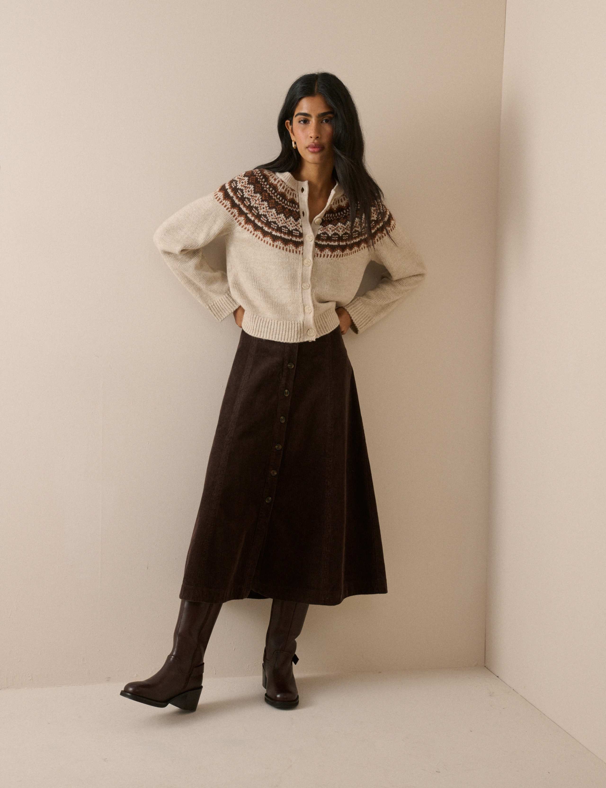 Fair Isle Button Front Cardigan with Wool 4 of 5