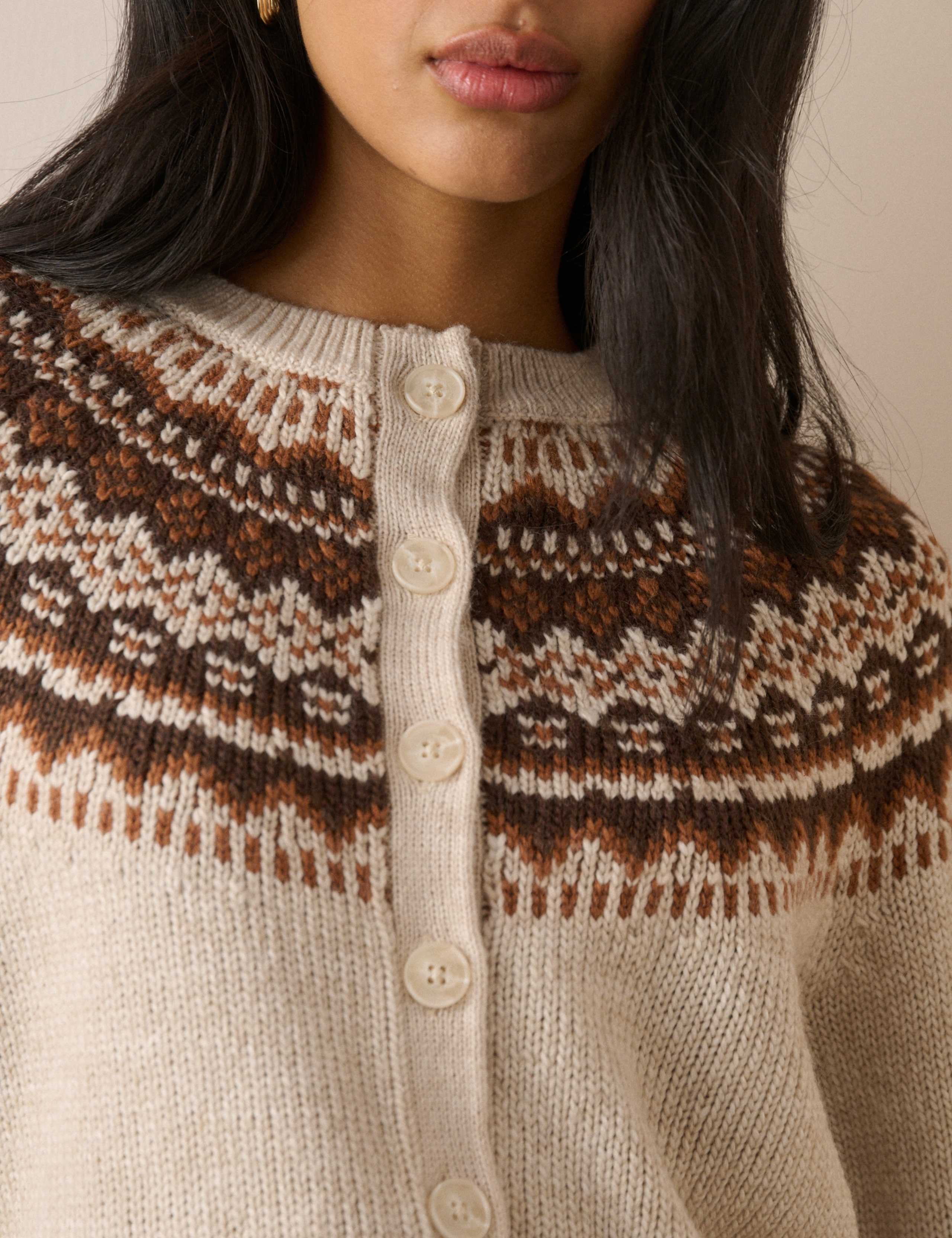 Fair Isle Button Front Cardigan with Wool 5 of 5