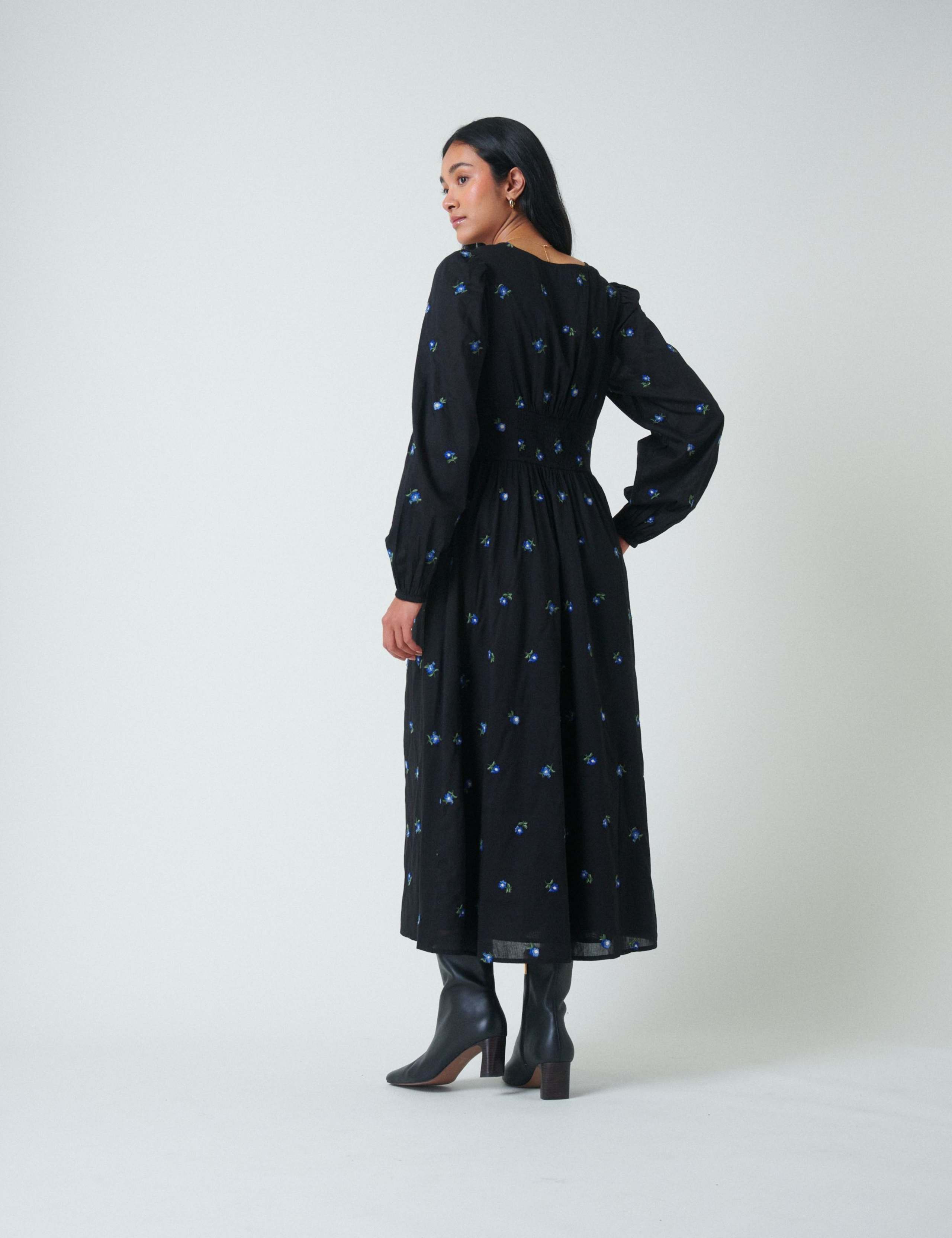 Pure Cotton Floral V-Neck Midaxi Tiered Dress 3 of 5