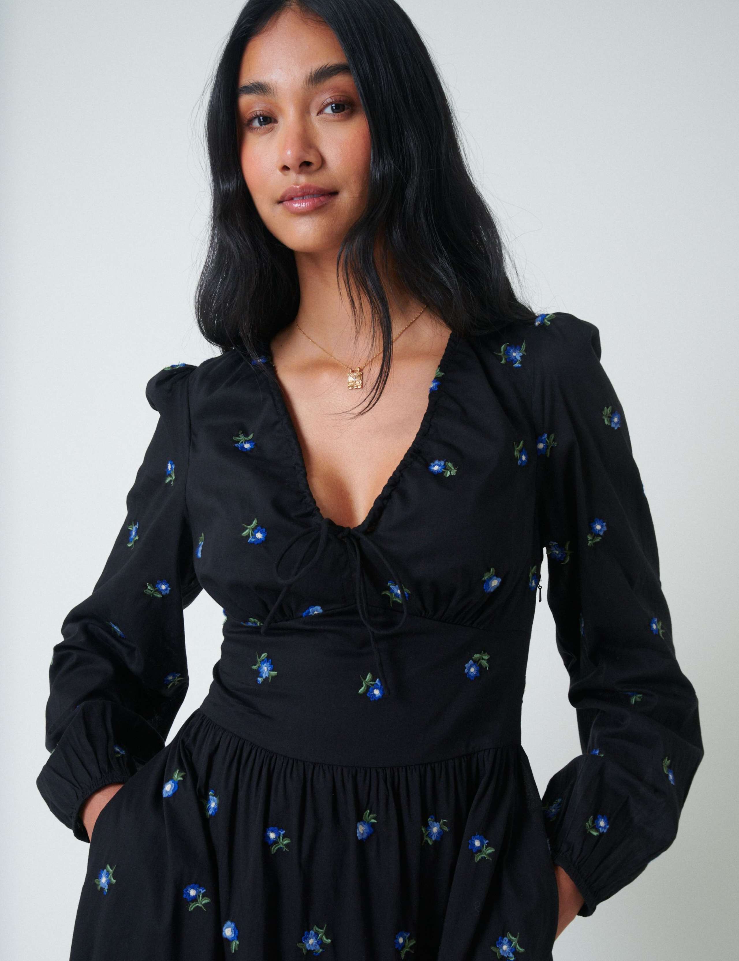 Pure Cotton Floral V-Neck Midaxi Tiered Dress 4 of 5