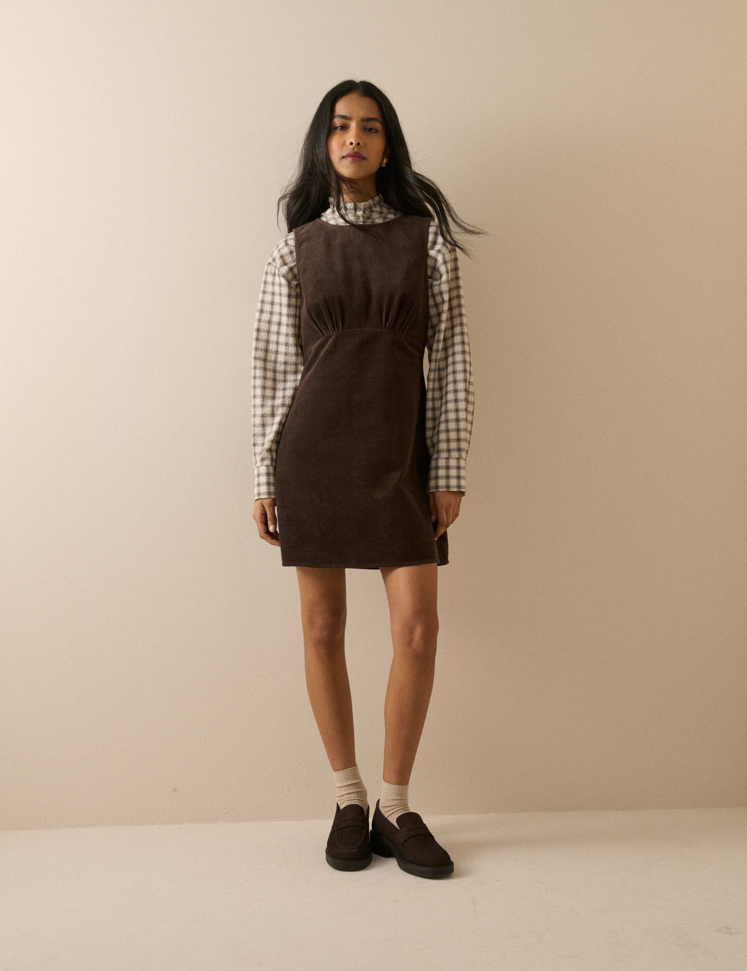 Pure Cotton Cord Mini Relaxed Shift Dress 3 of 5