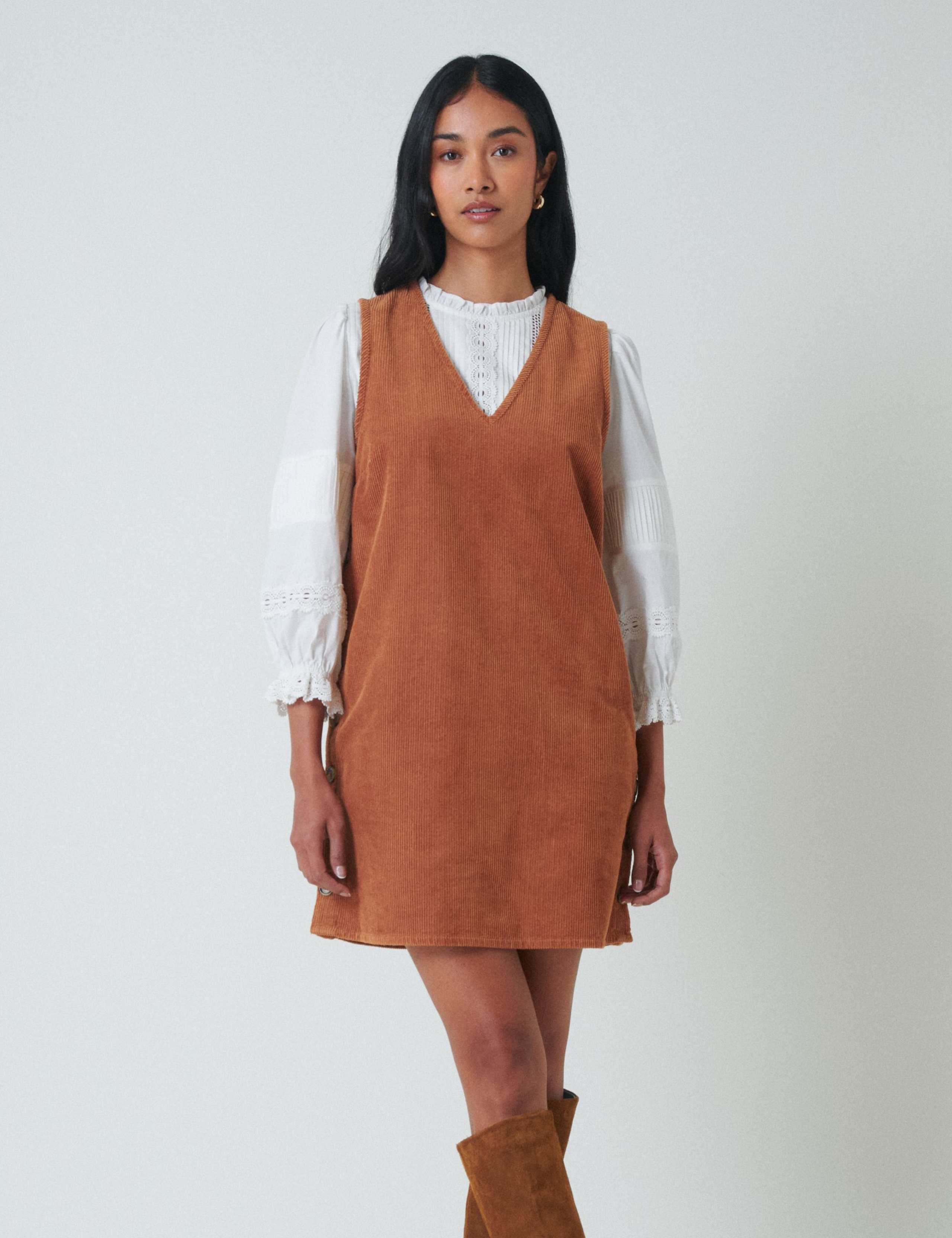 Pure Cotton V-Neck Mini Pinafore Dress 4 of 5