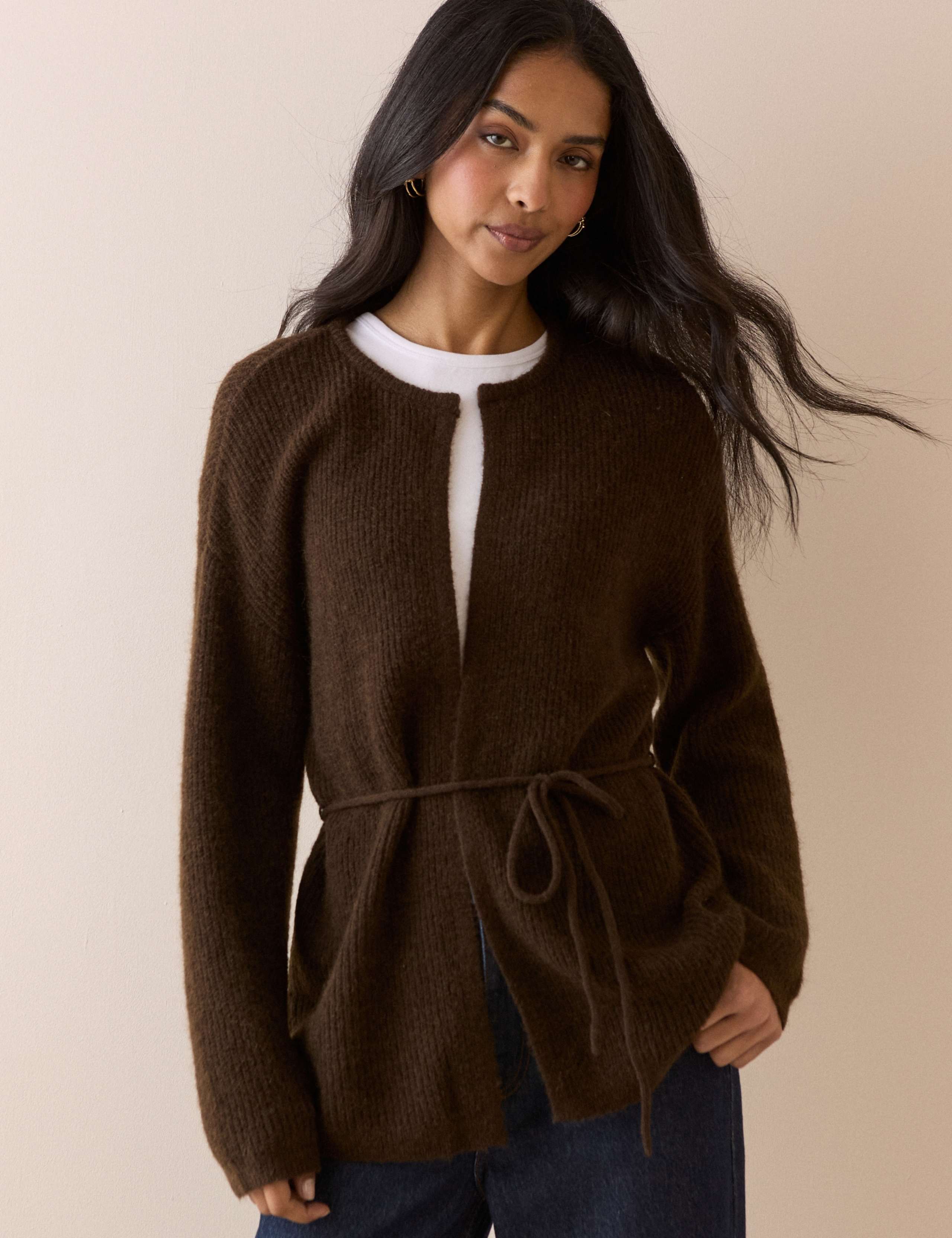 Wool Blend Wrap Longline Cardigan 3 of 5