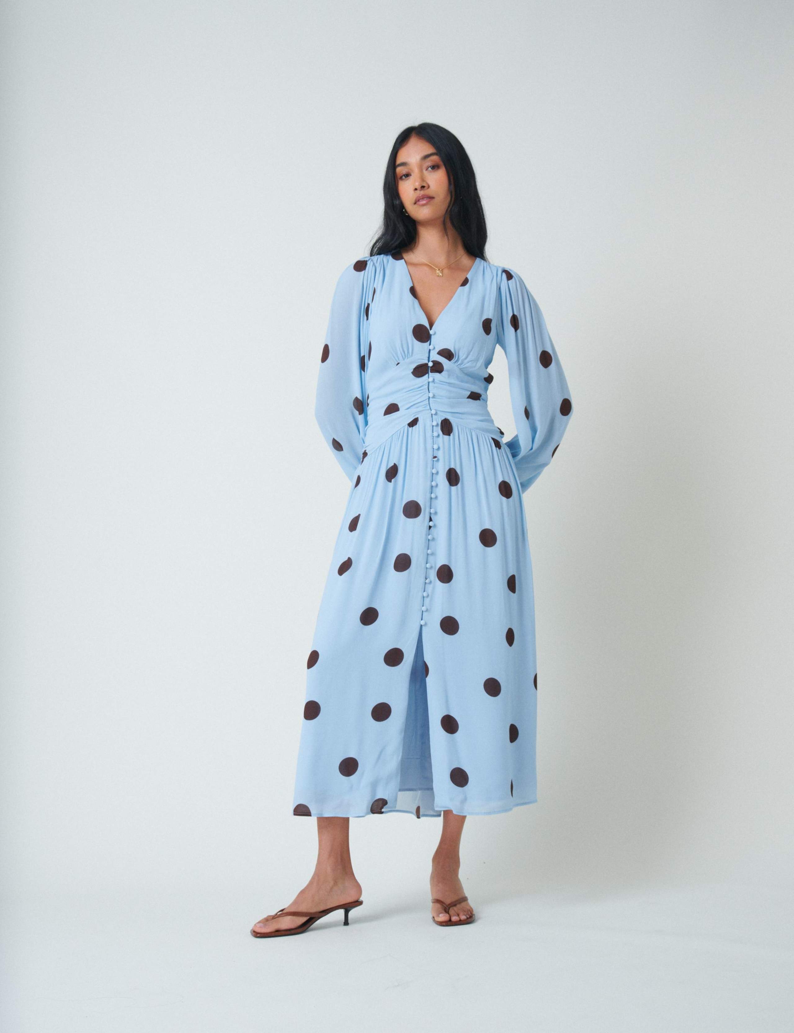 Polka Dot V-Neck Midaxi Tea ress 1 of 5
