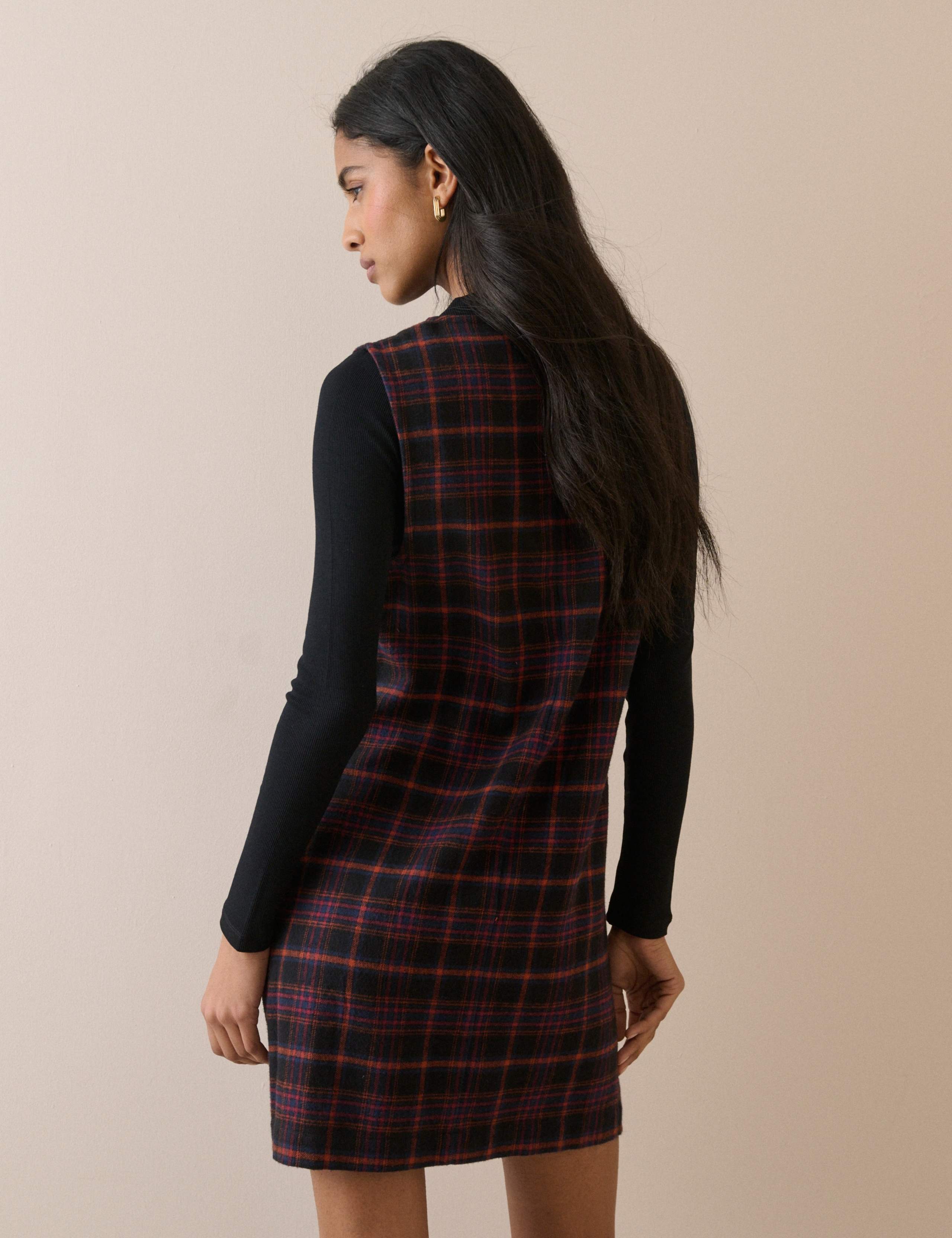 Pure Cotton Checked V-Neck Mini Dress 2 of 5