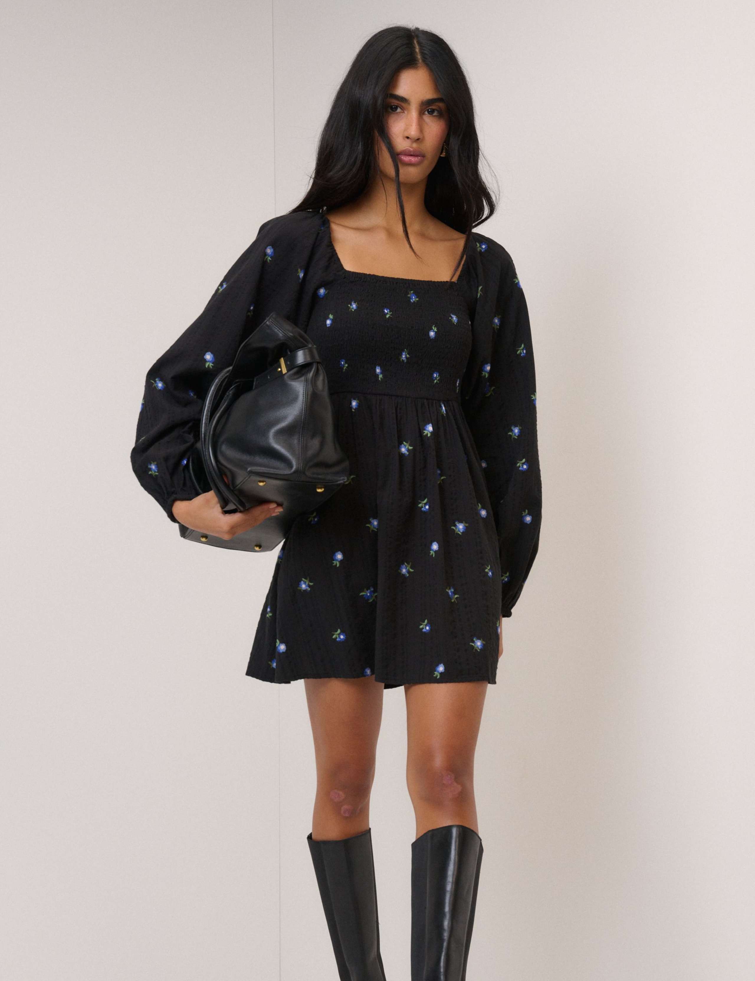 Pure Cotton Embroidered Mini Smock Dress 1 of 5