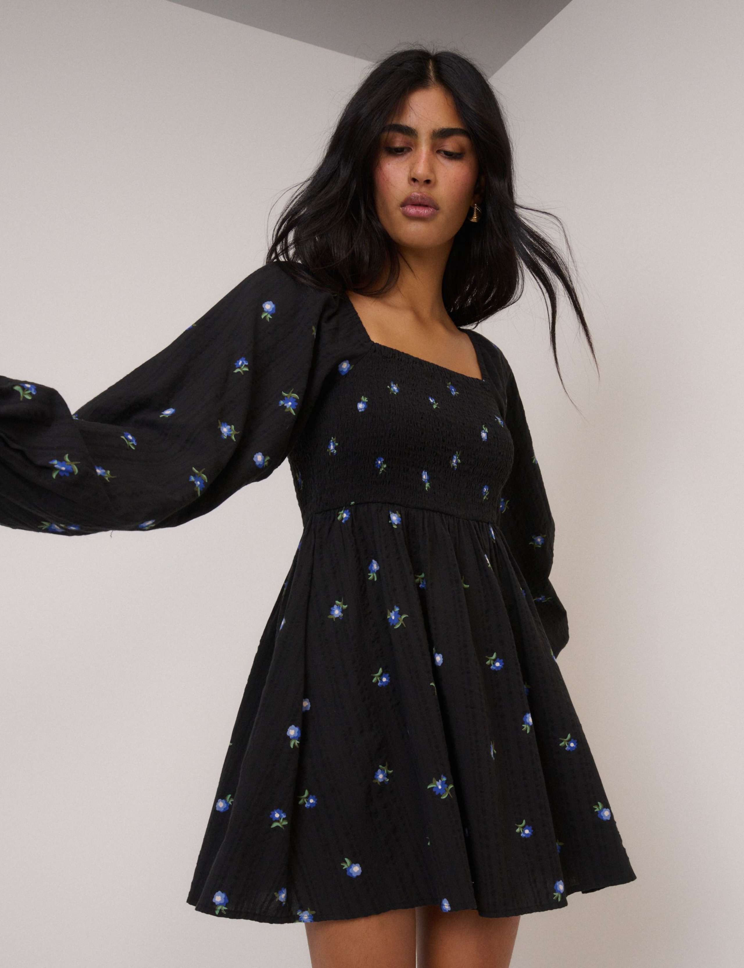 Pure Cotton Embroidered Mini Smock Dress 2 of 5