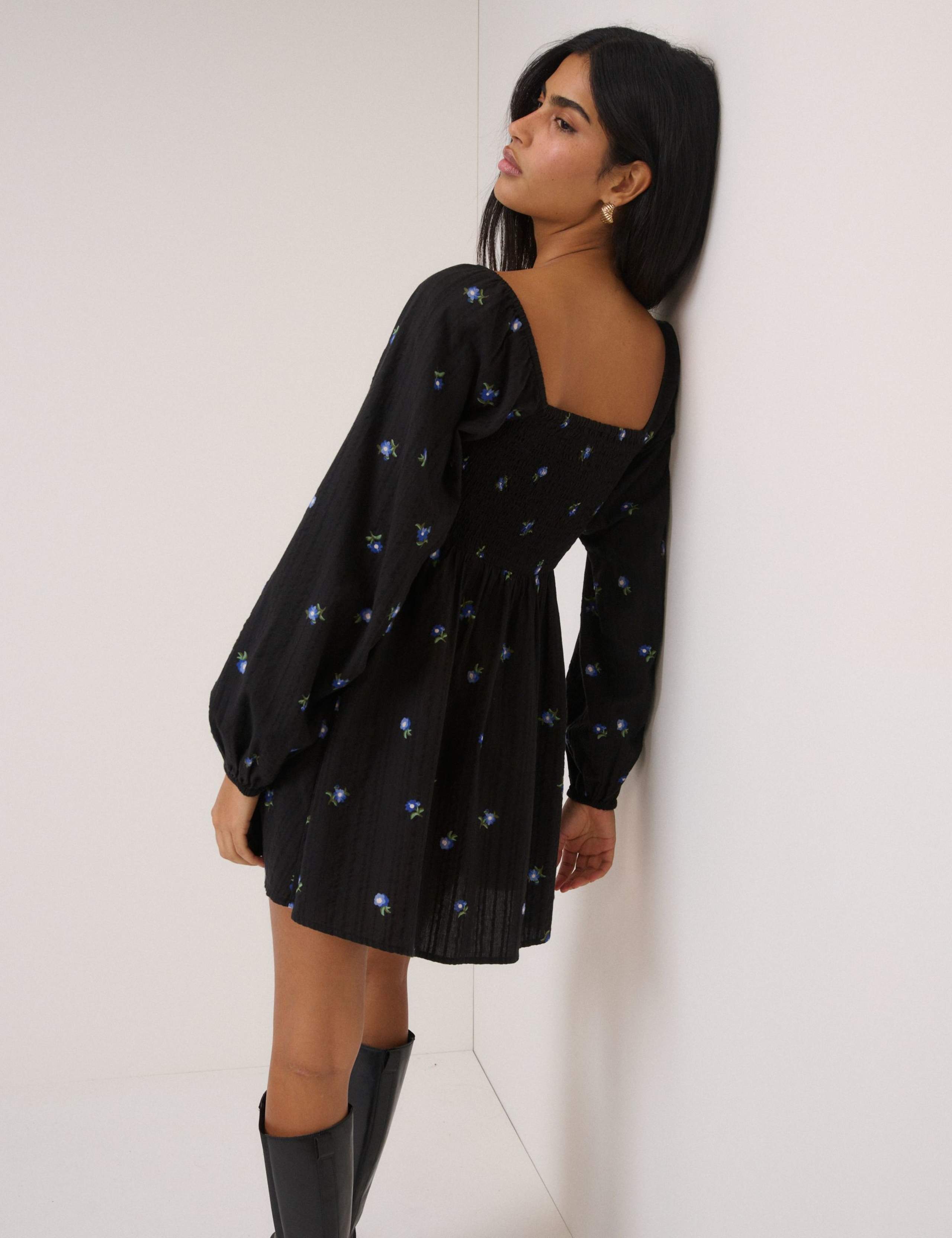 Pure Cotton Embroidered Mini Smock Dress 3 of 5