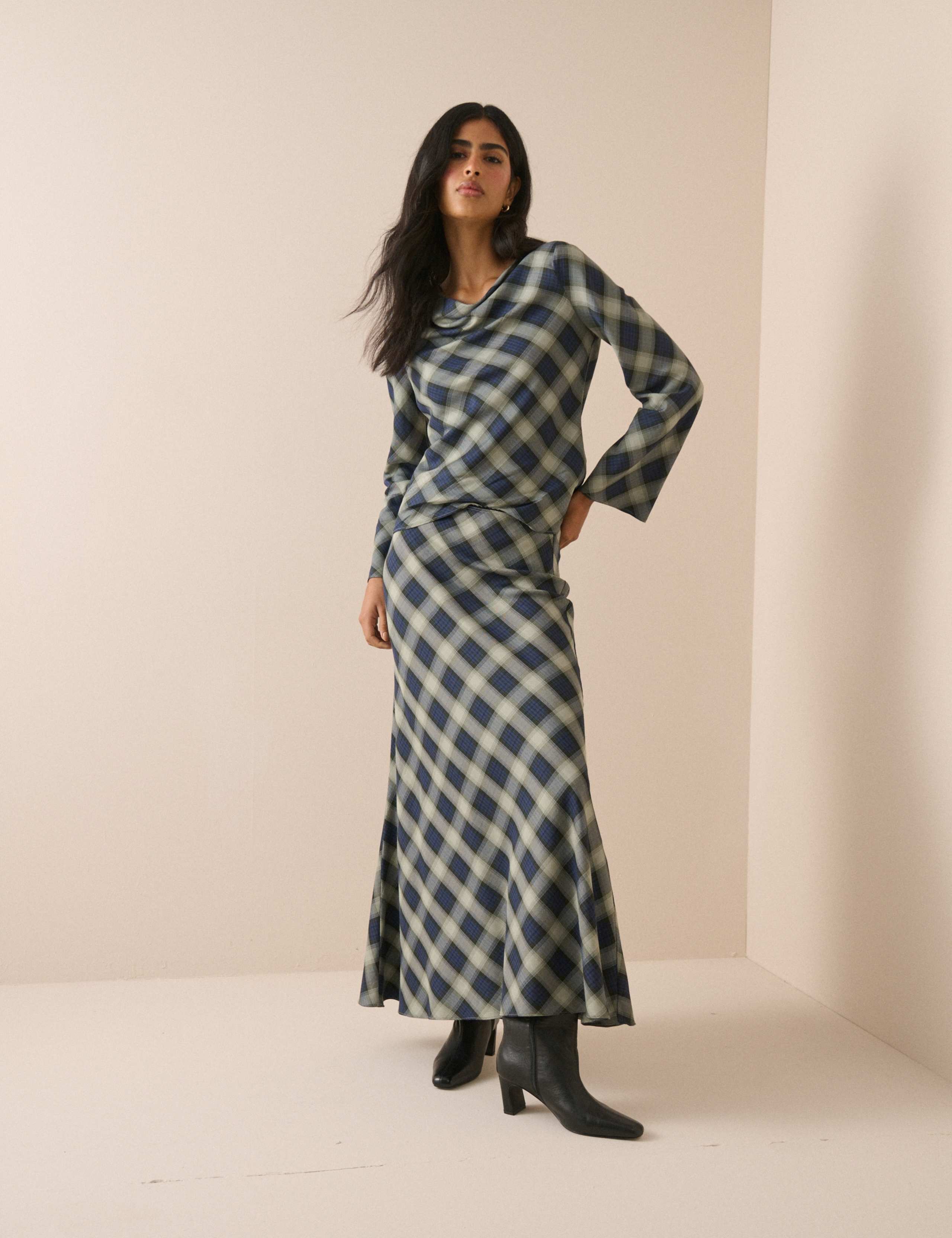 Checked Cowl Neck Blouse 4 of 5