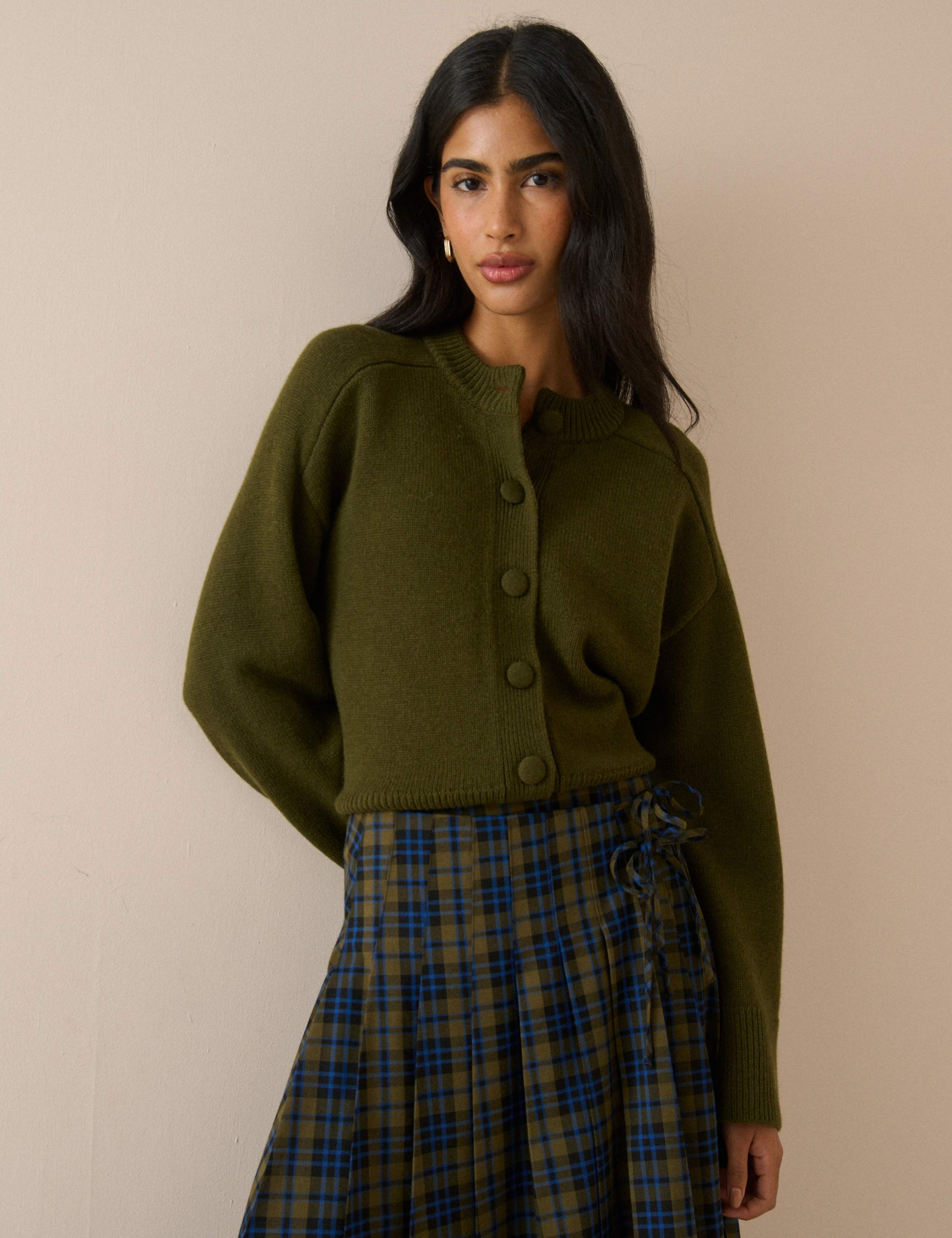 Pure Wool Button Front Relaxed Cardigan 1 of 5