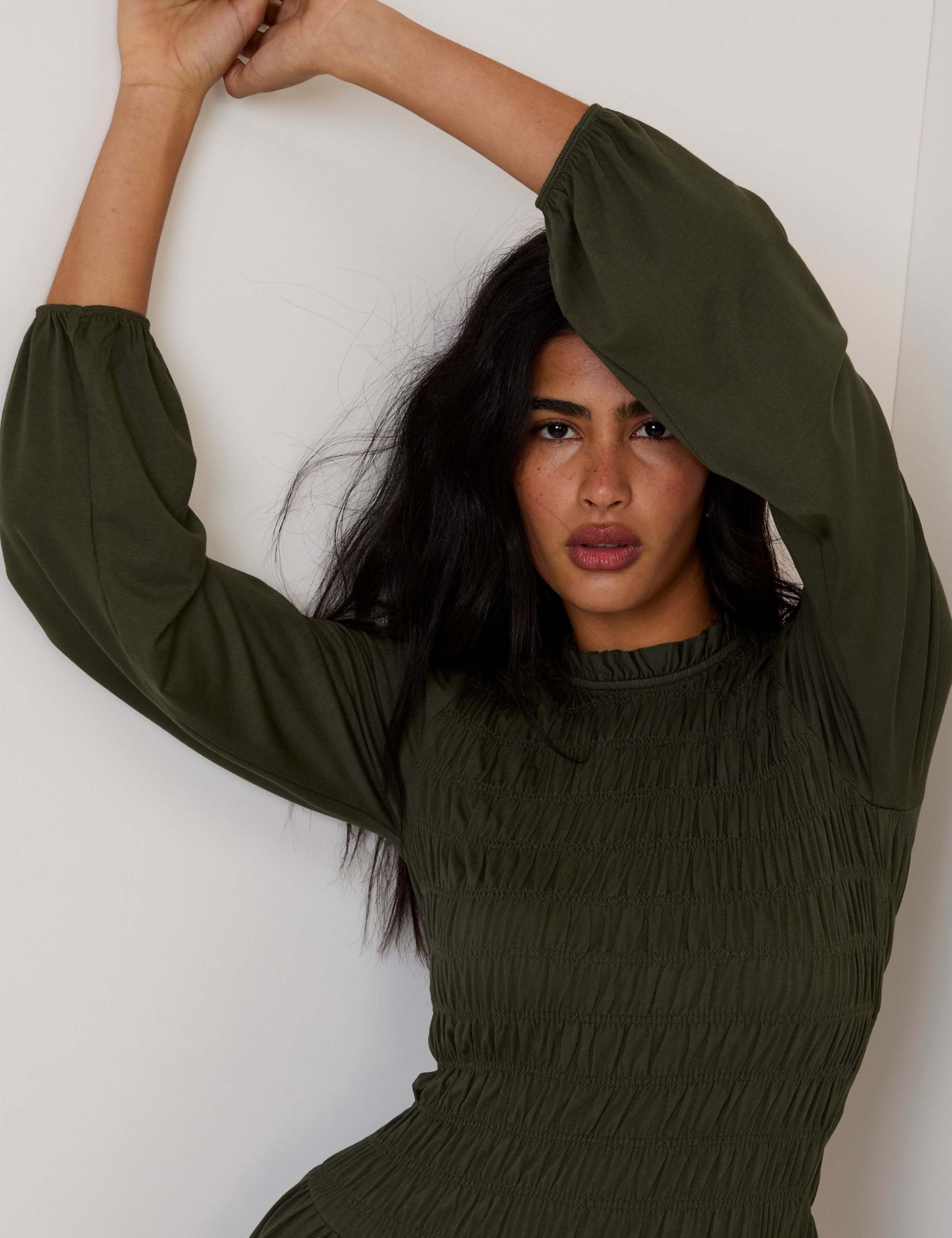 Jersey Shirred Mini Waisted Dress 4 of 5