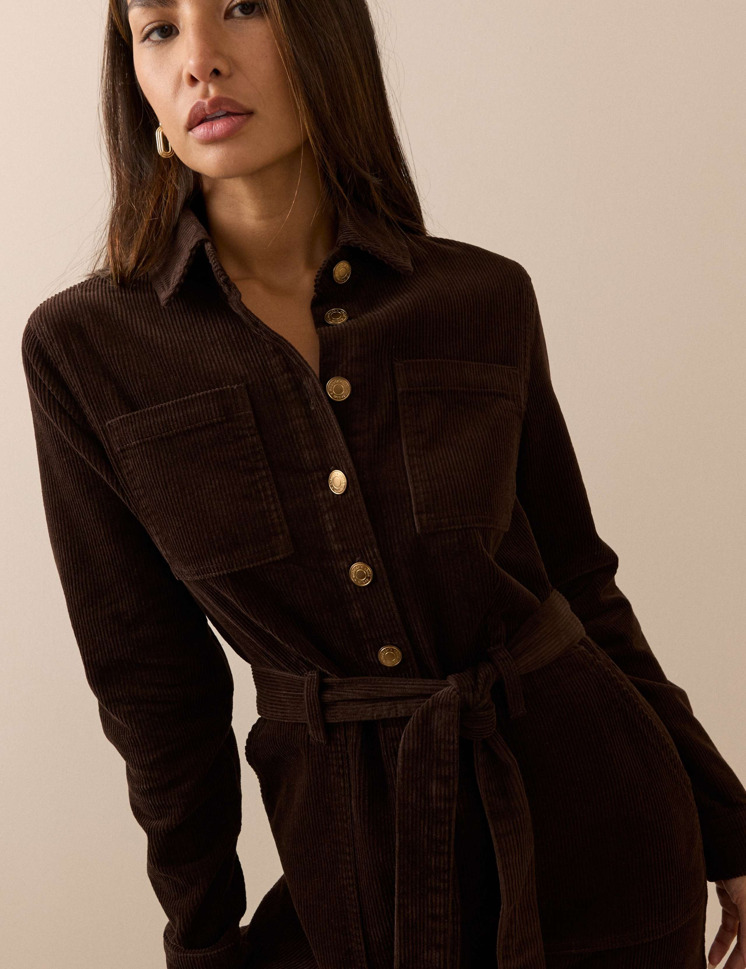 Cord Belted Midi Shirt Dress 4 of 6