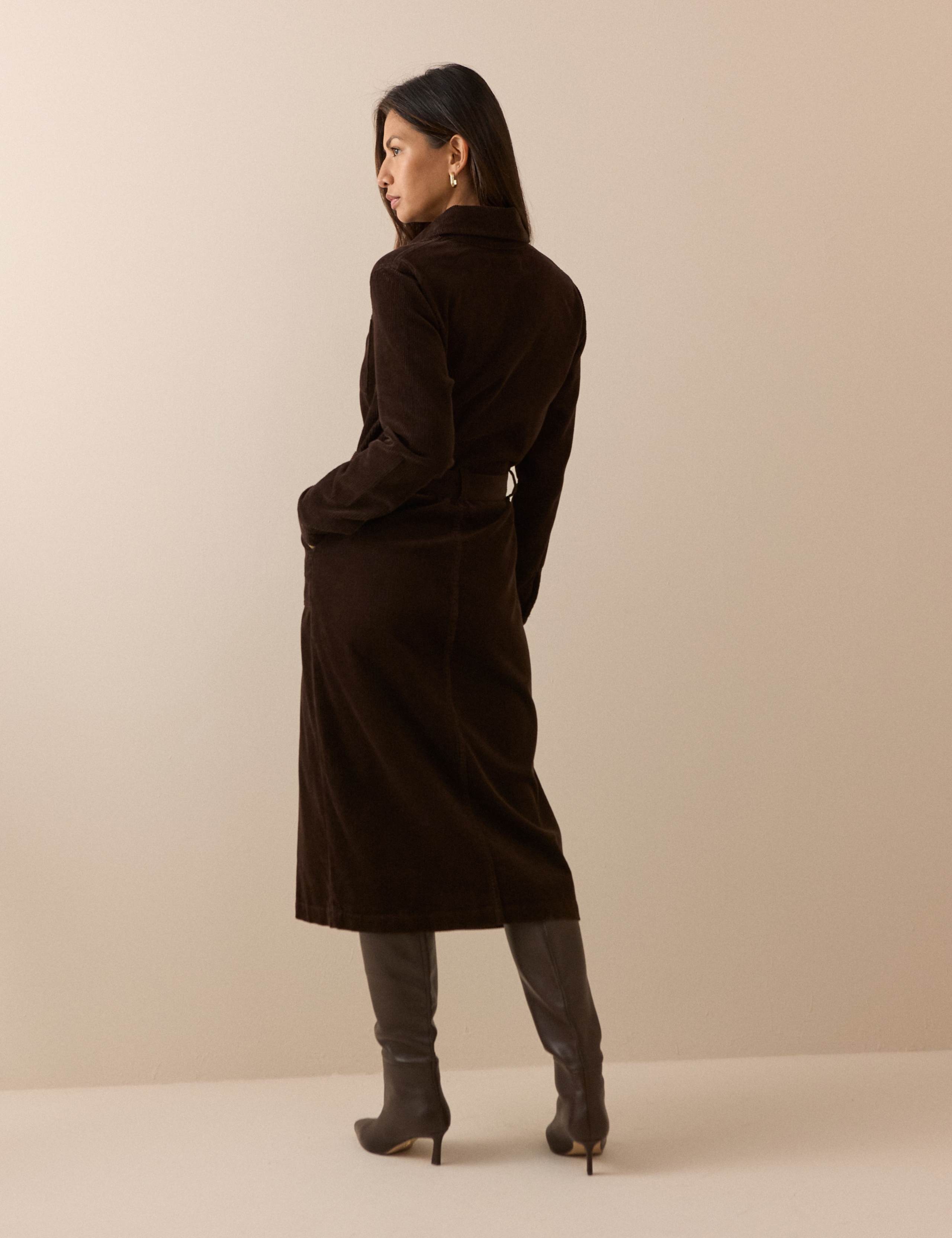 Cord Belted Midi Shirt Dress 5 of 6