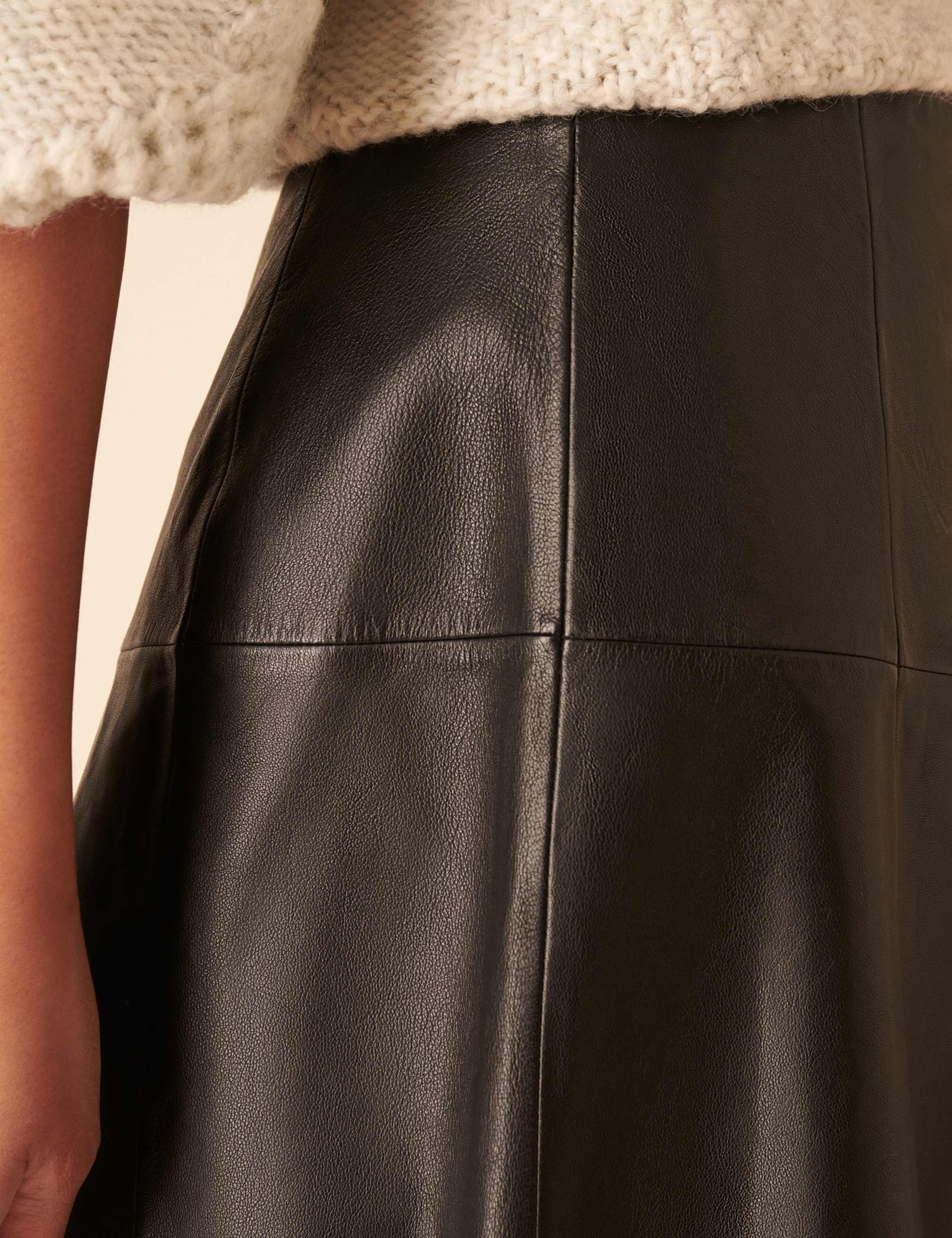 Leather Midi A-Line Skirt 4 of 5