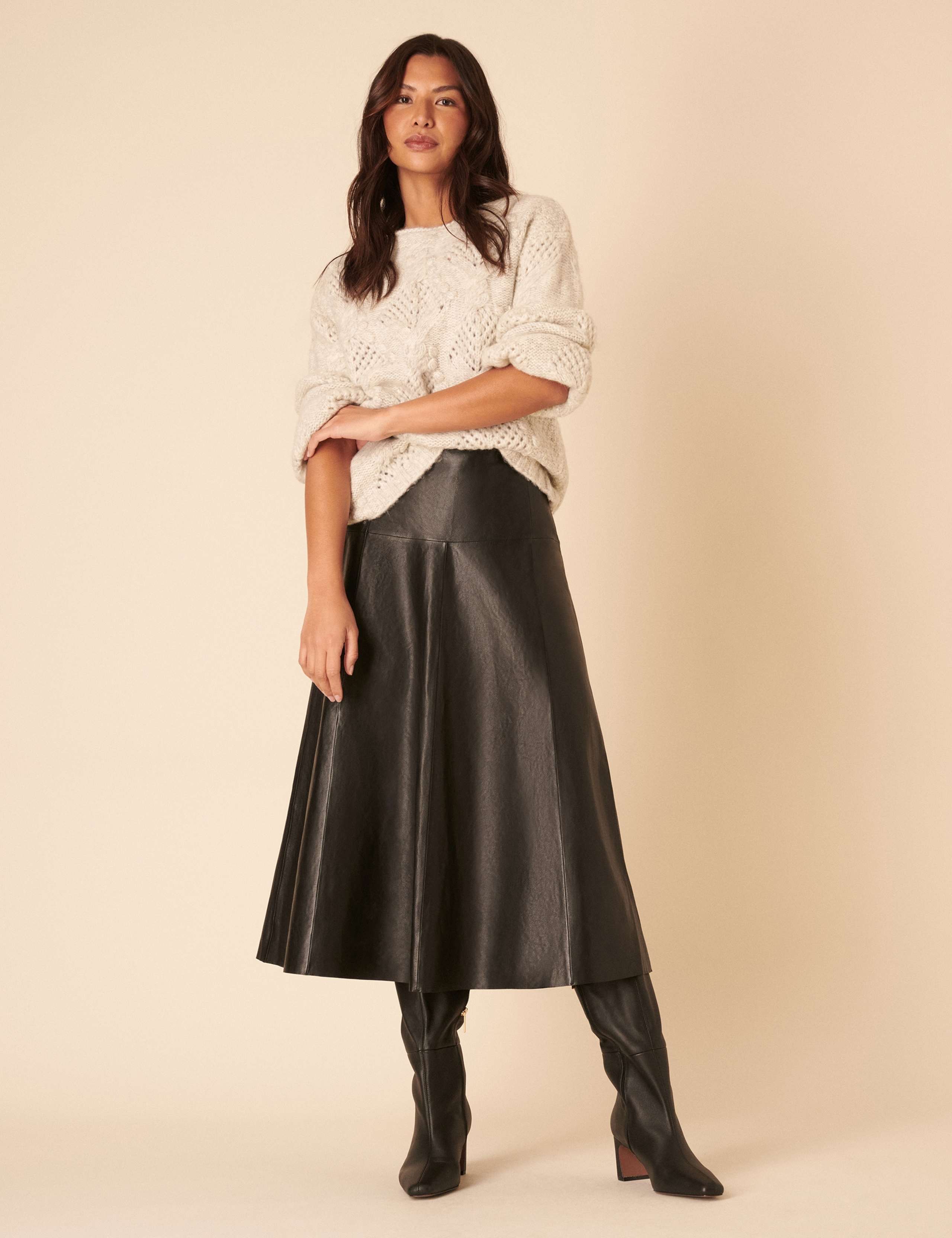 Leather Midi A-Line Skirt 5 of 5