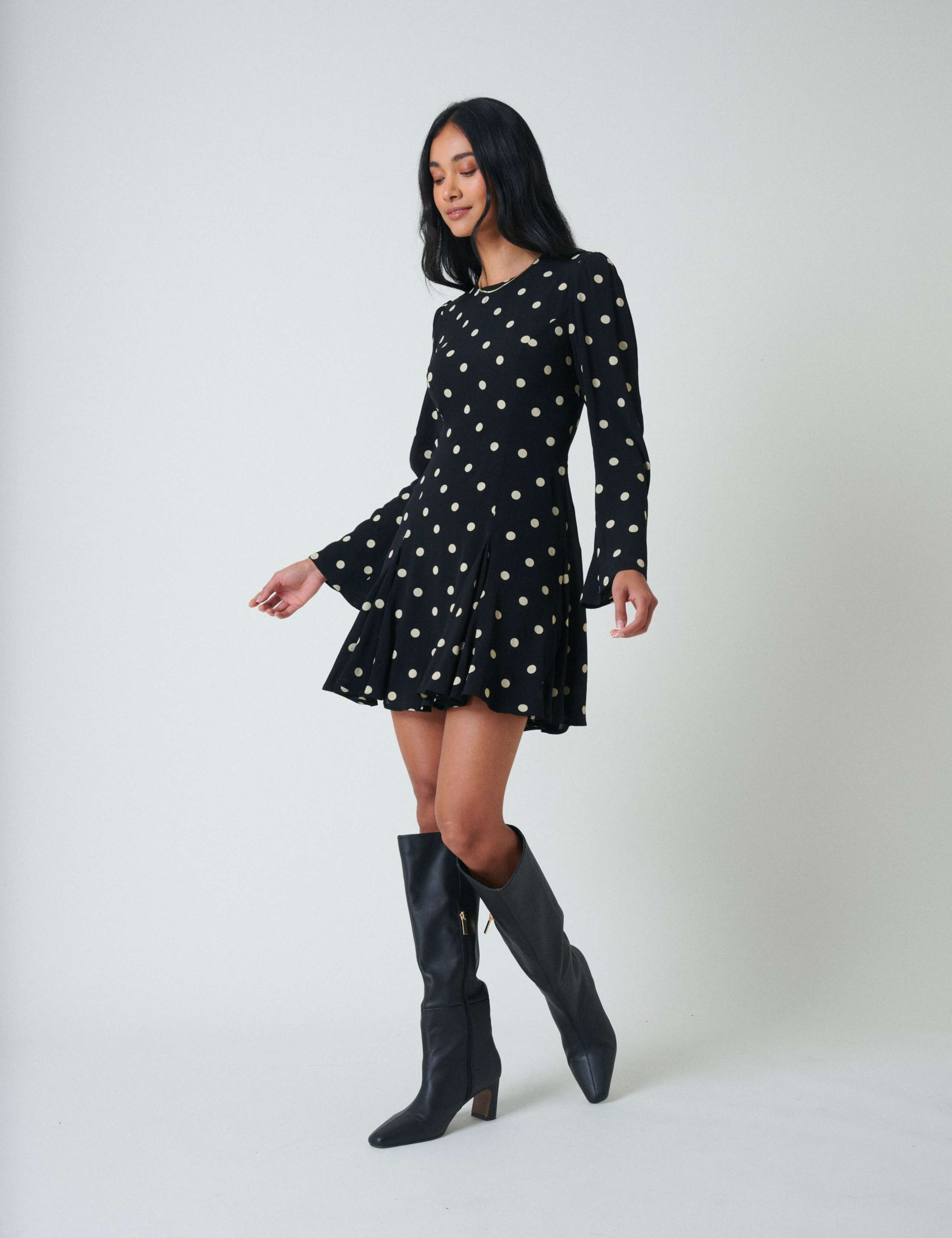 Polka Dot Open Back Mini Skater Dress 1 of 5