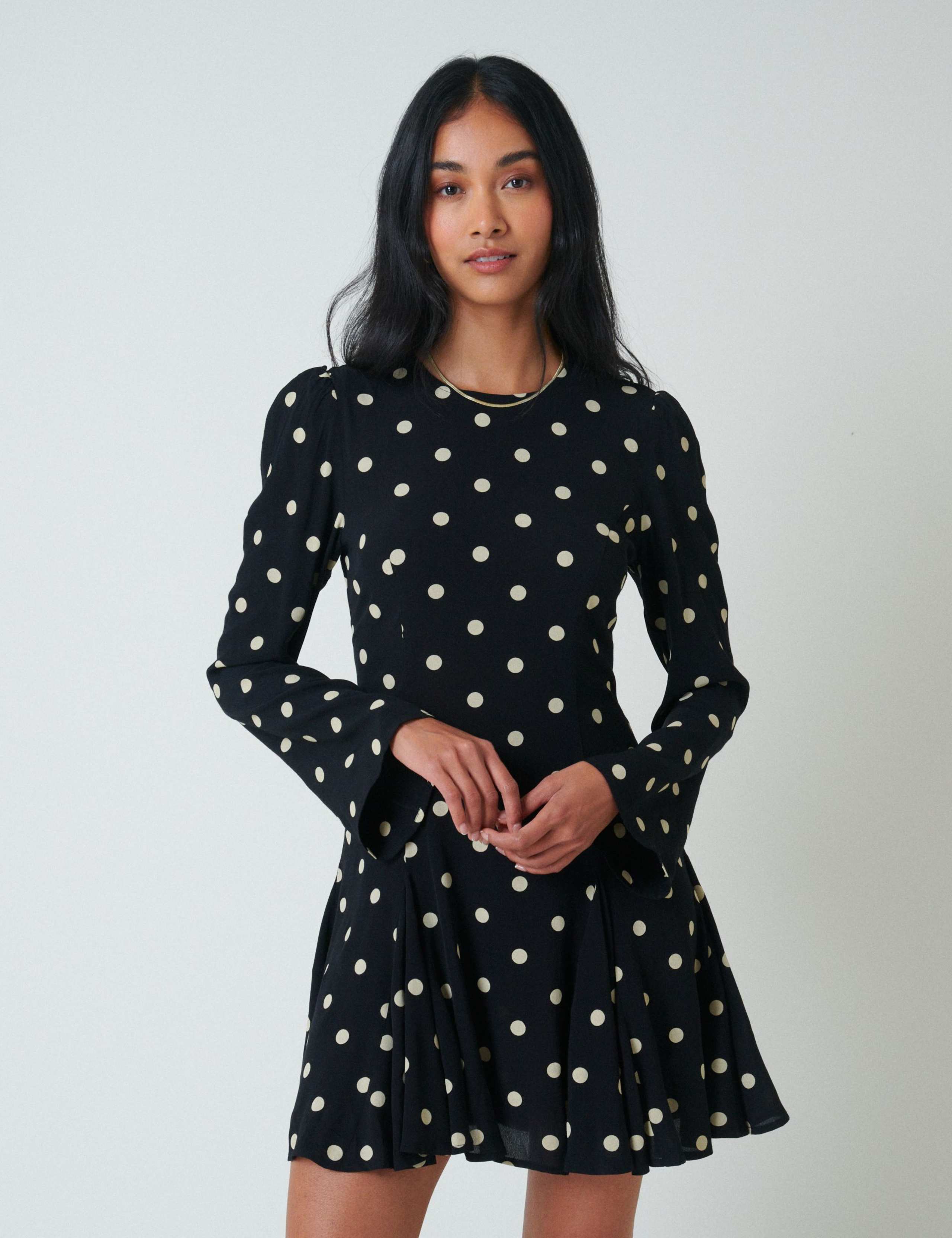 Polka Dot Open Back Mini Skater Dress 2 of 5