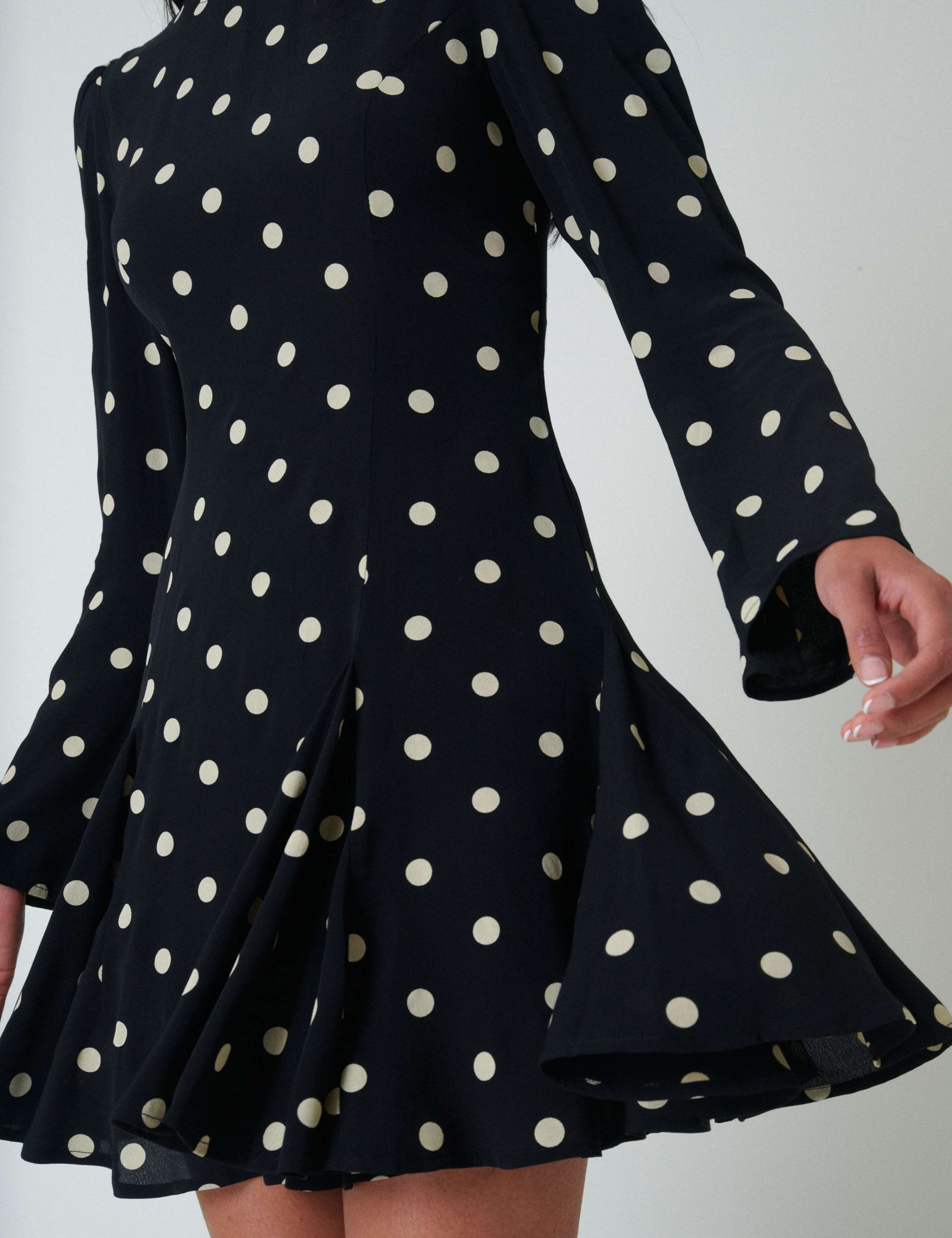 Polka Dot Open Back Mini Skater Dress 4 of 5