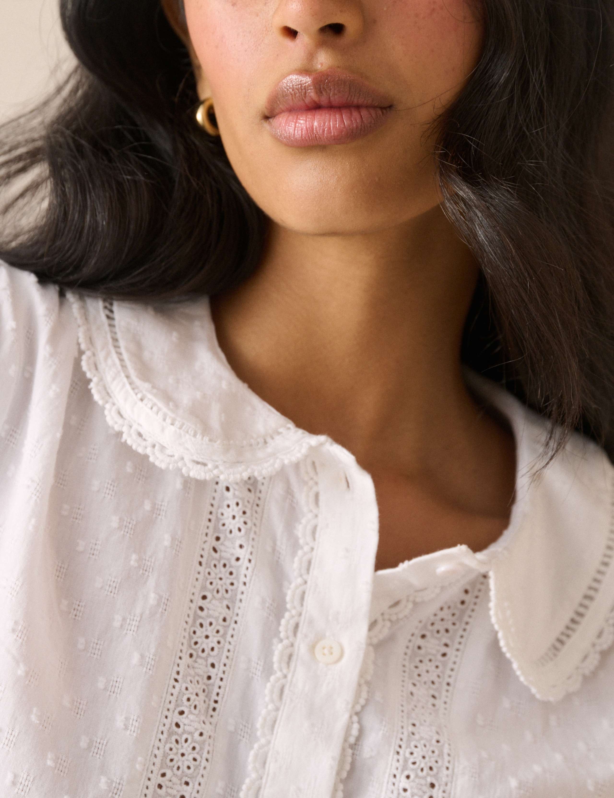 Pure Cotton Embroidered Peter Pan Collar Blouse 5 of 5