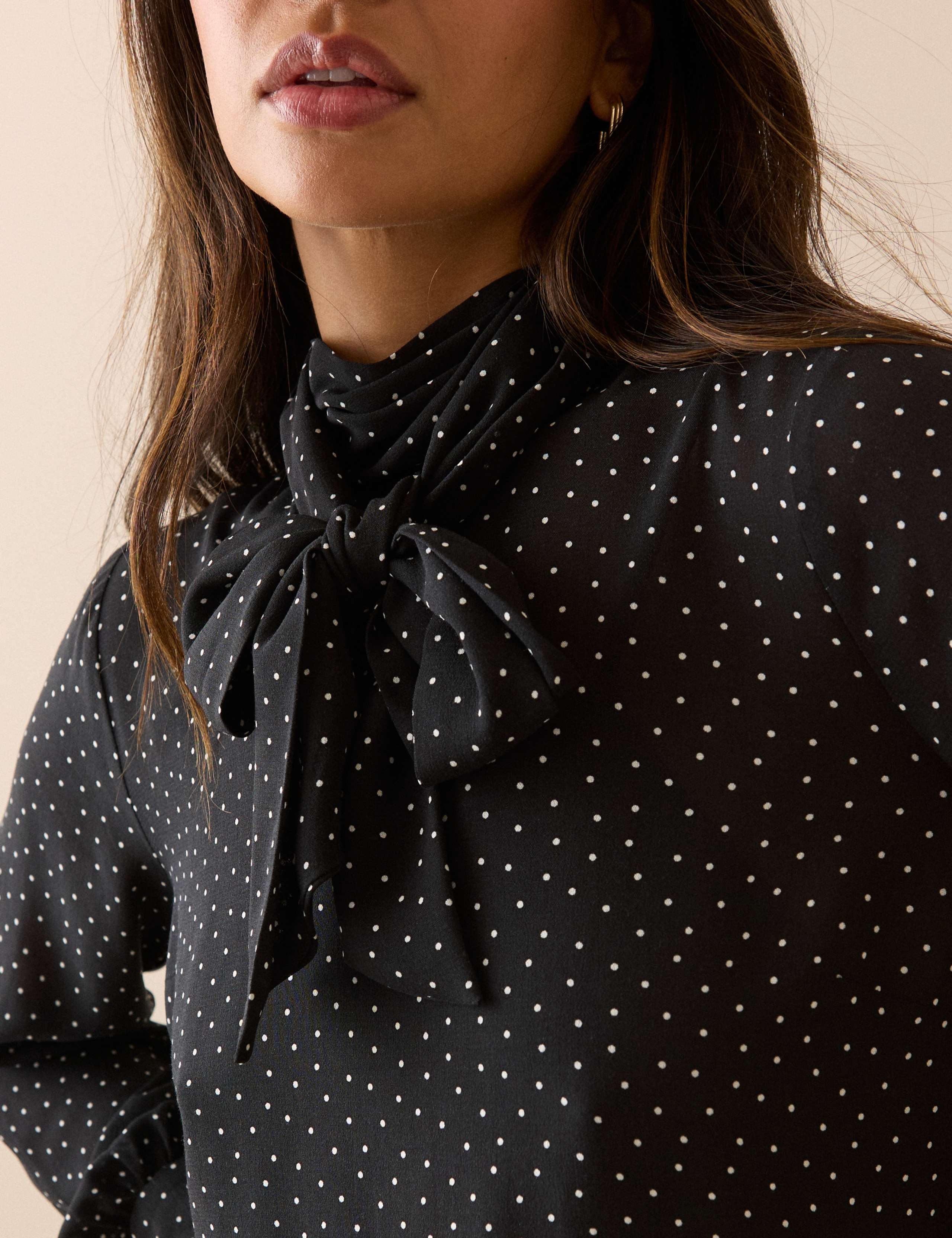 Polka Dot Tie Neck Blouse 3 of 4