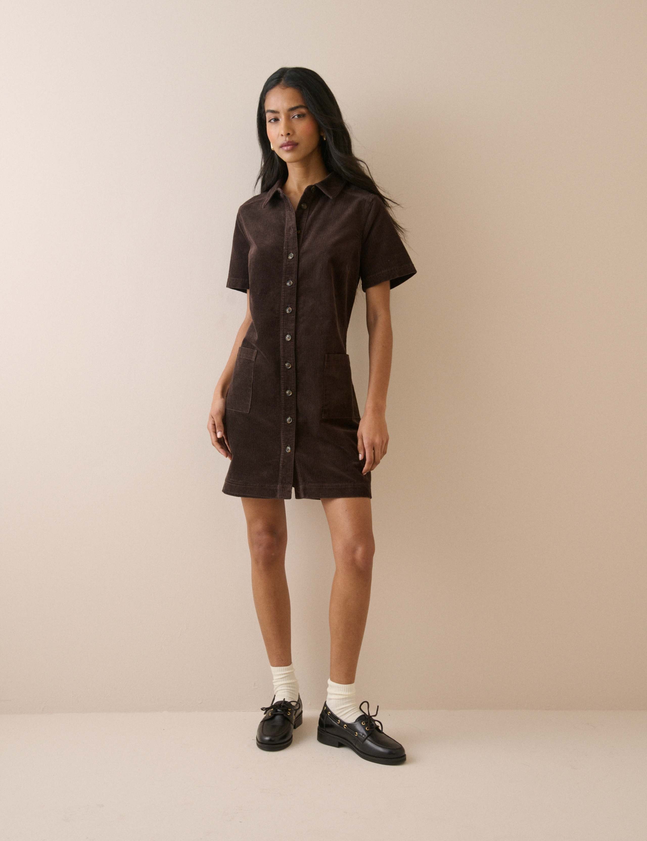 Cord Mini Shirt Dress 3 of 5