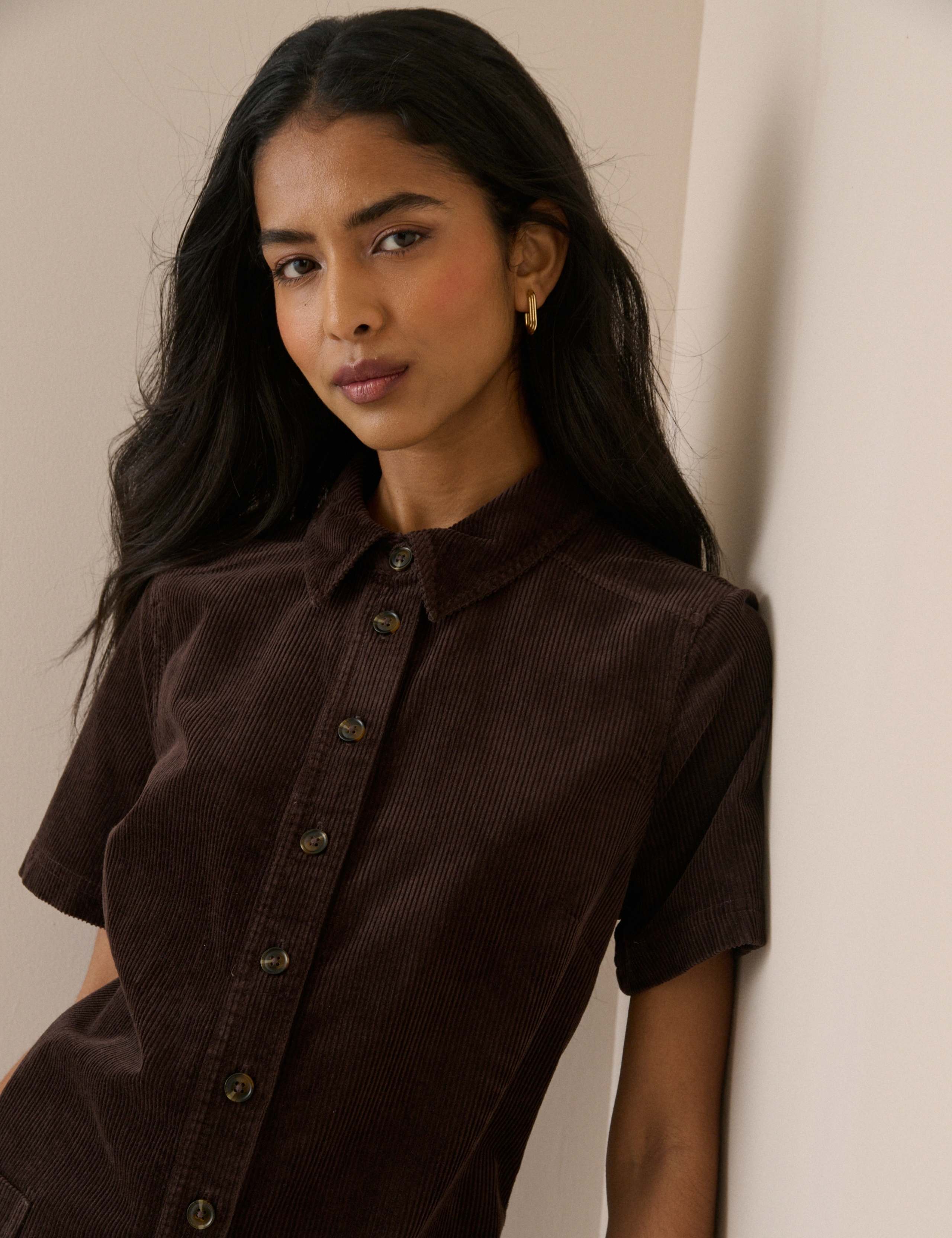 Cord Mini Shirt Dress 4 of 5