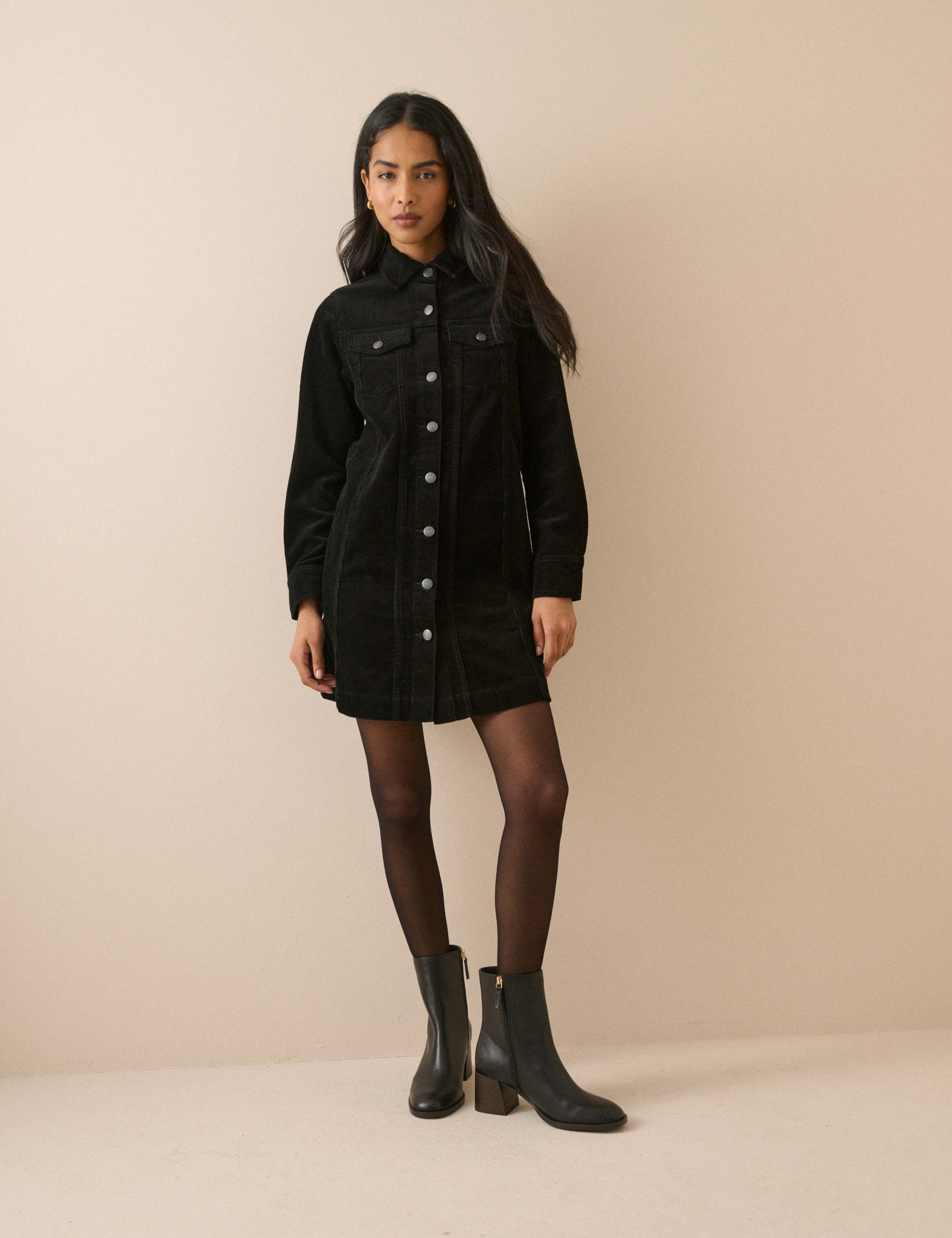 Cord Mini Shirt Dress 1 of 5