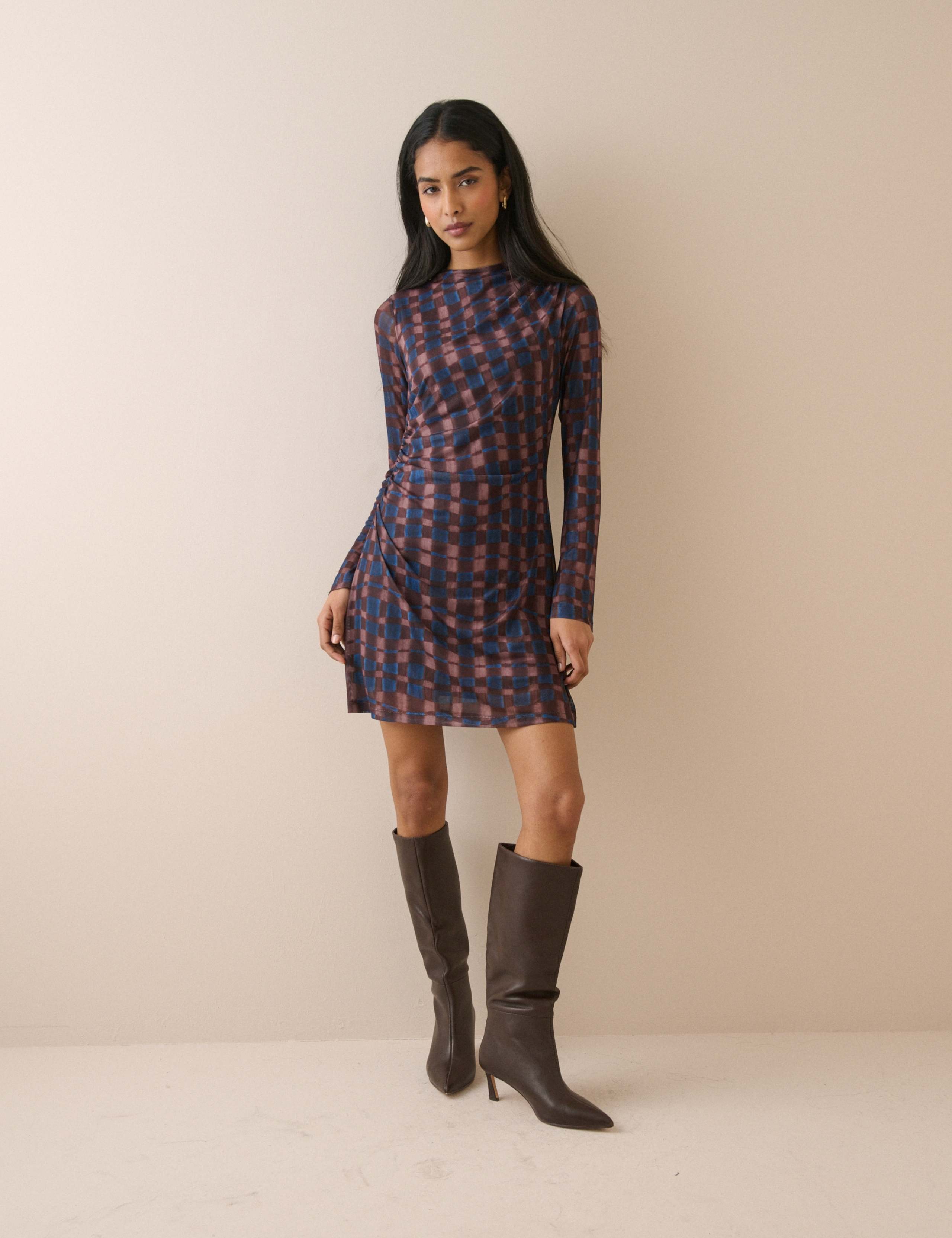 Checked Mini Skater Dress 3 of 5