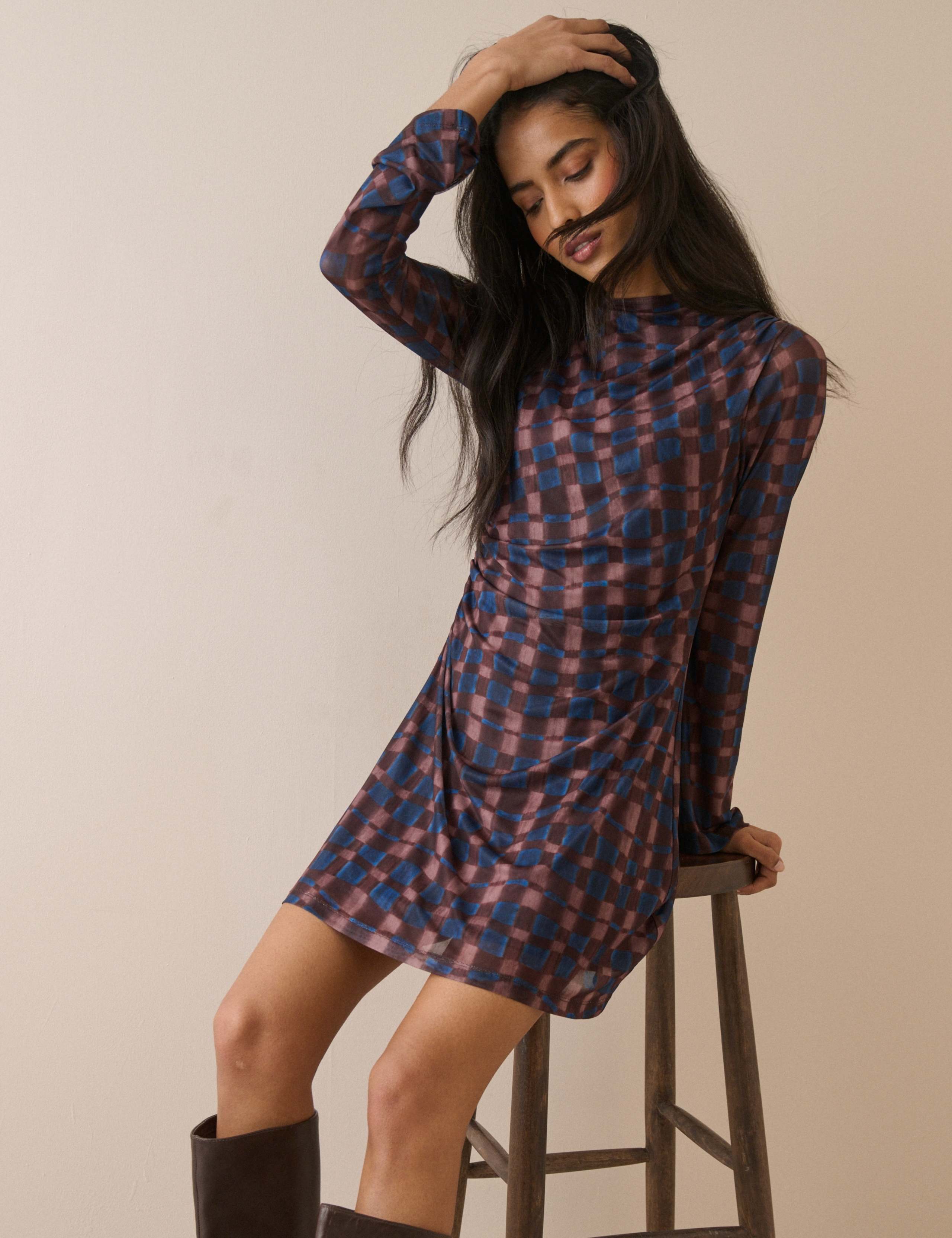 Checked Mini Skater Dress 4 of 5