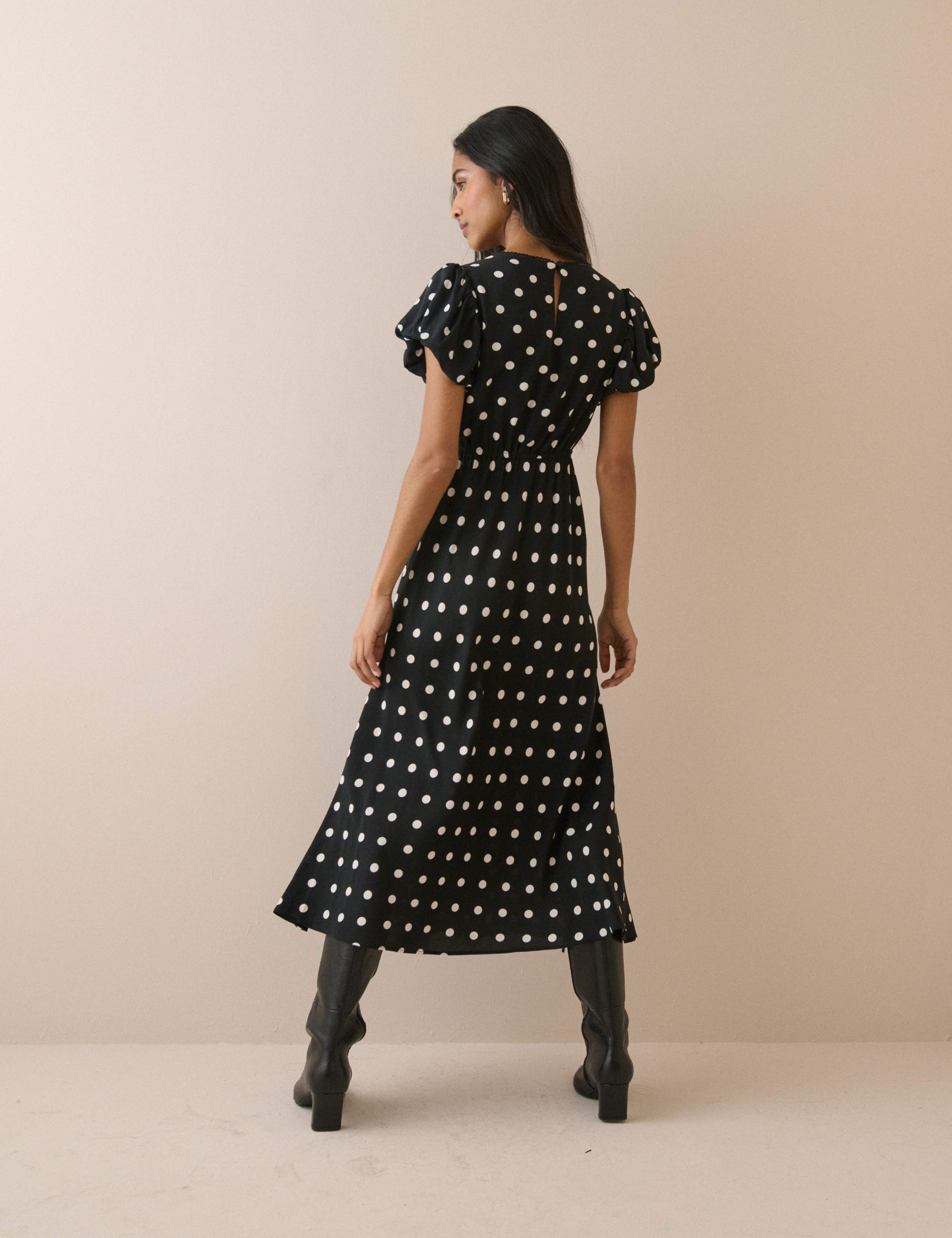 Polka Dot Midi Skater Dress 2 of 5