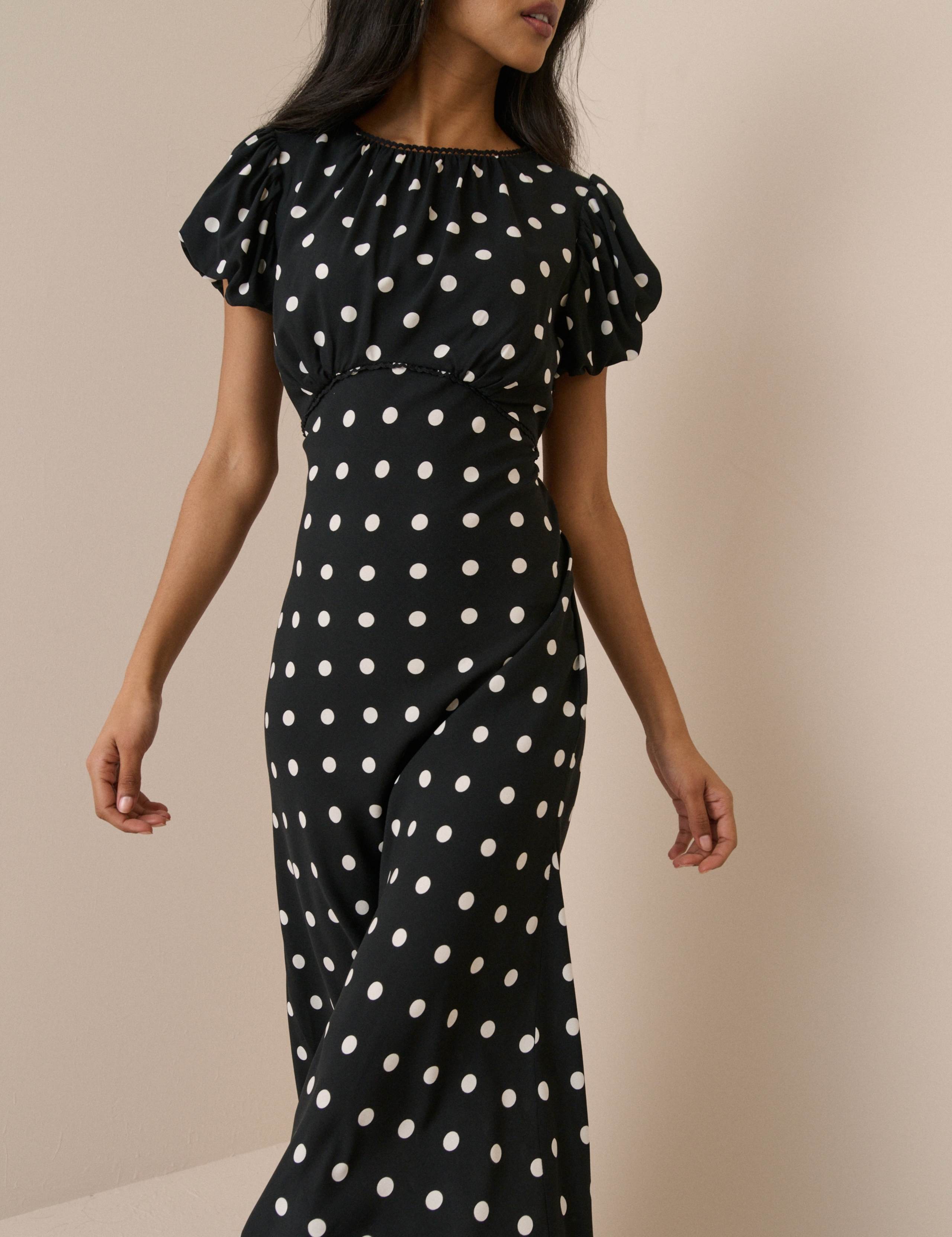 Polka Dot Midi Skater Dress 4 of 5