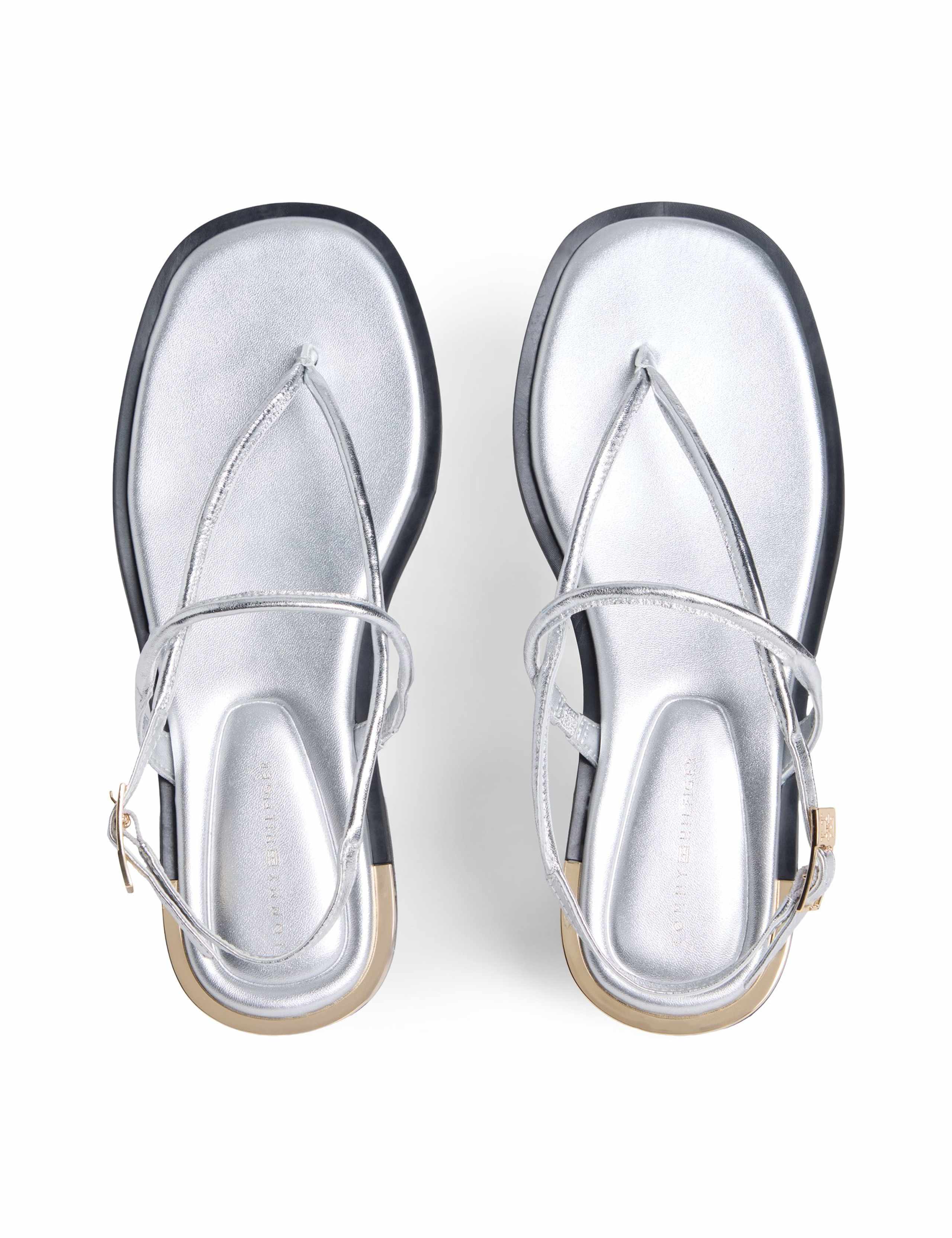 Metallic Ankle Strap Block Heel Sandals 2 of 6