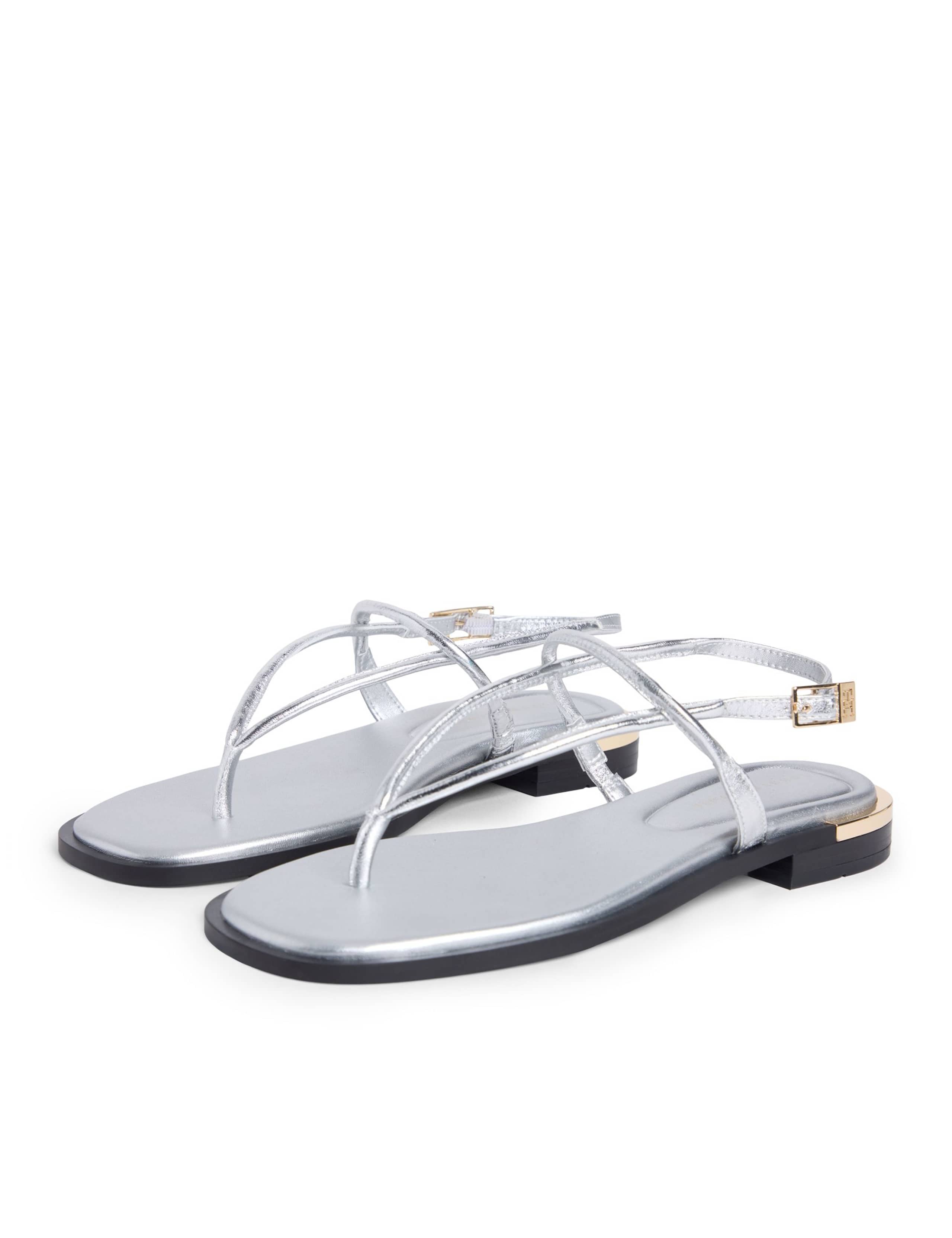 Metallic Ankle Strap Block Heel Sandals 3 of 6