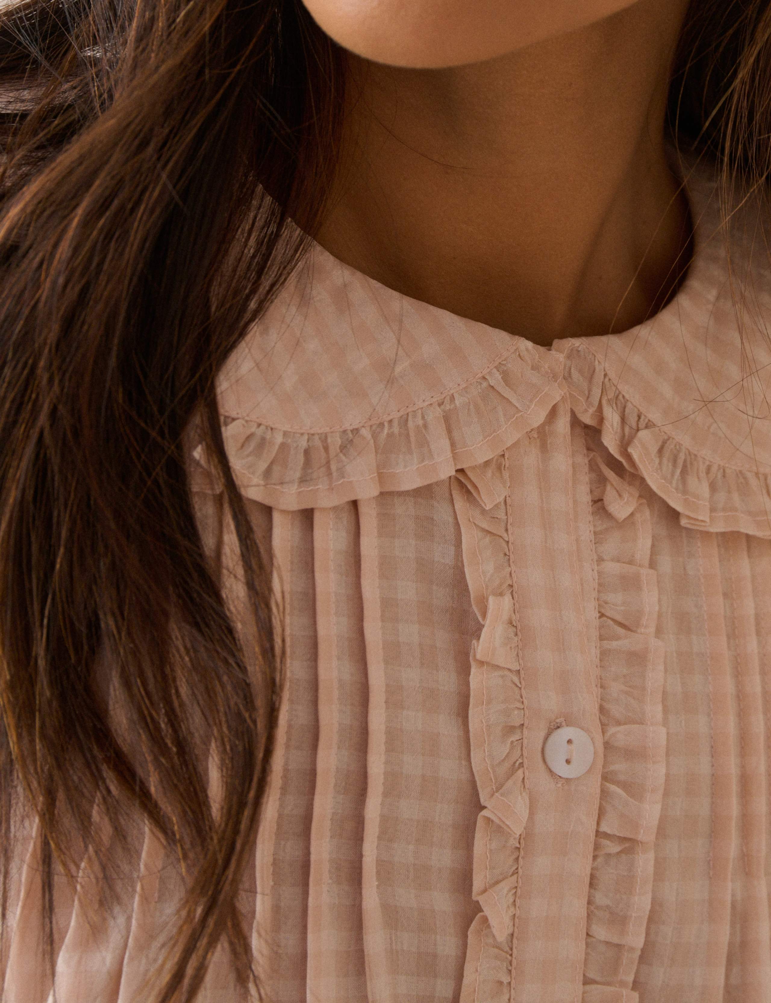 Checked Collared Ruffle Blouse 5 of 5