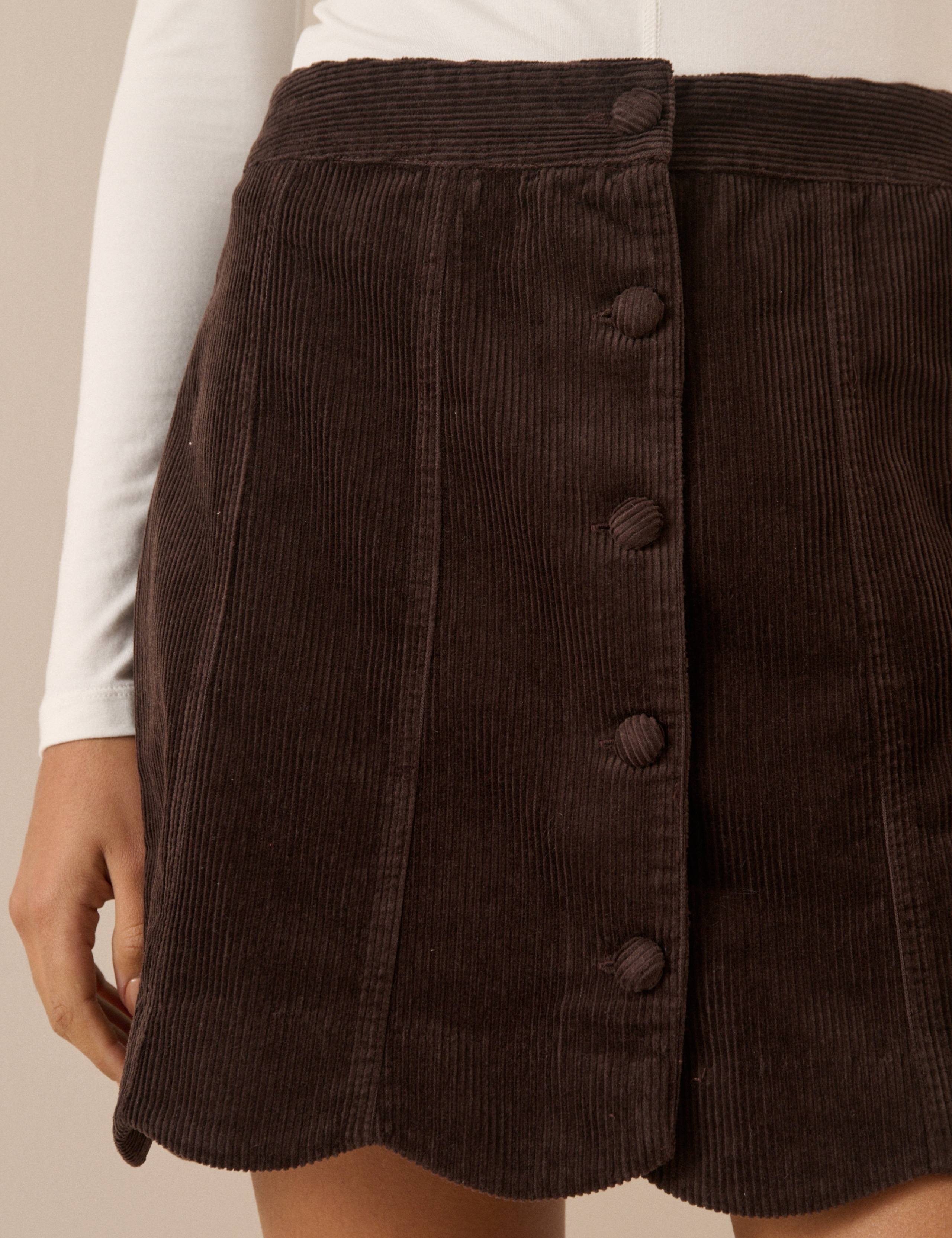 Pure Cotton Cord Button Front Mini Skirt 2 of 4