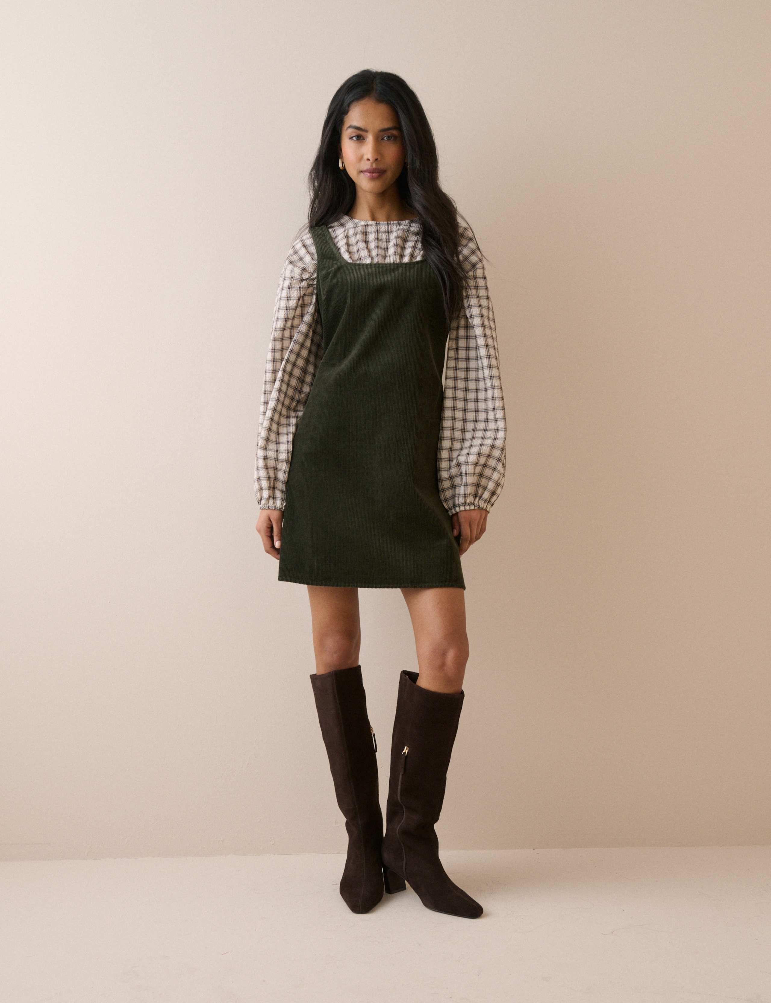 Cord Square Neck Mini Skater Dress 3 of 5