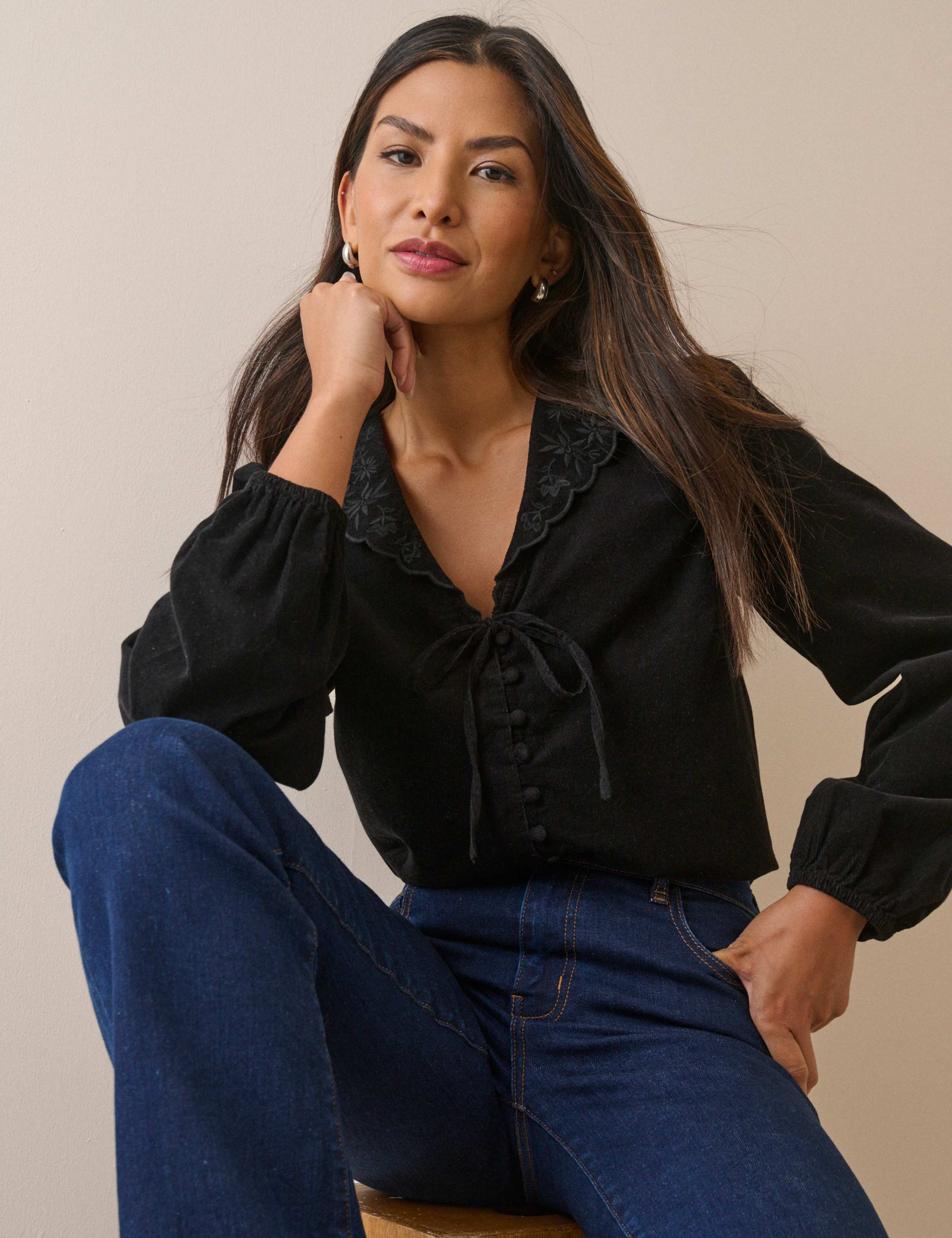 Cord Collared V-Neck Blouse 3 of 5