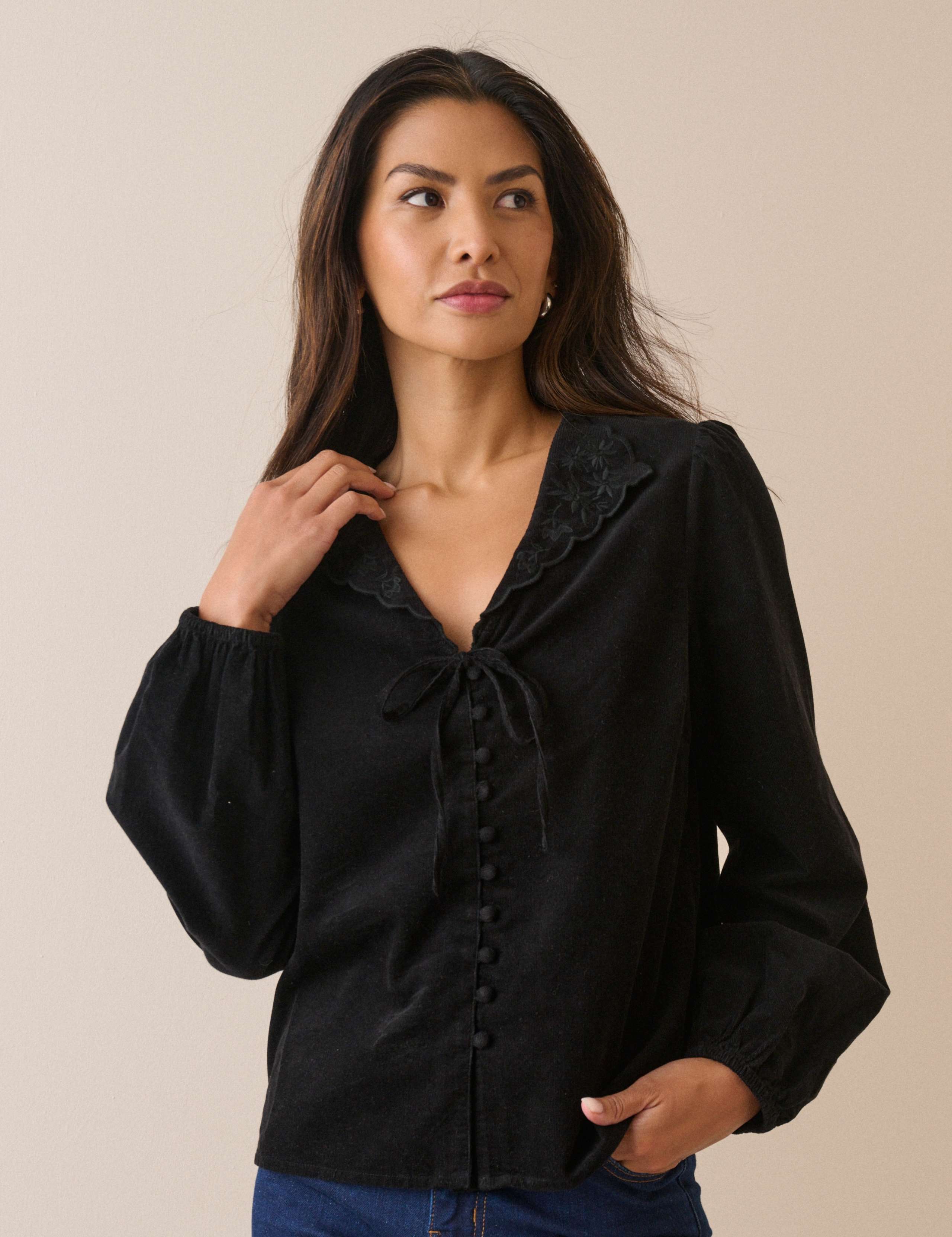 Cord Collared V-Neck Blouse 4 of 5