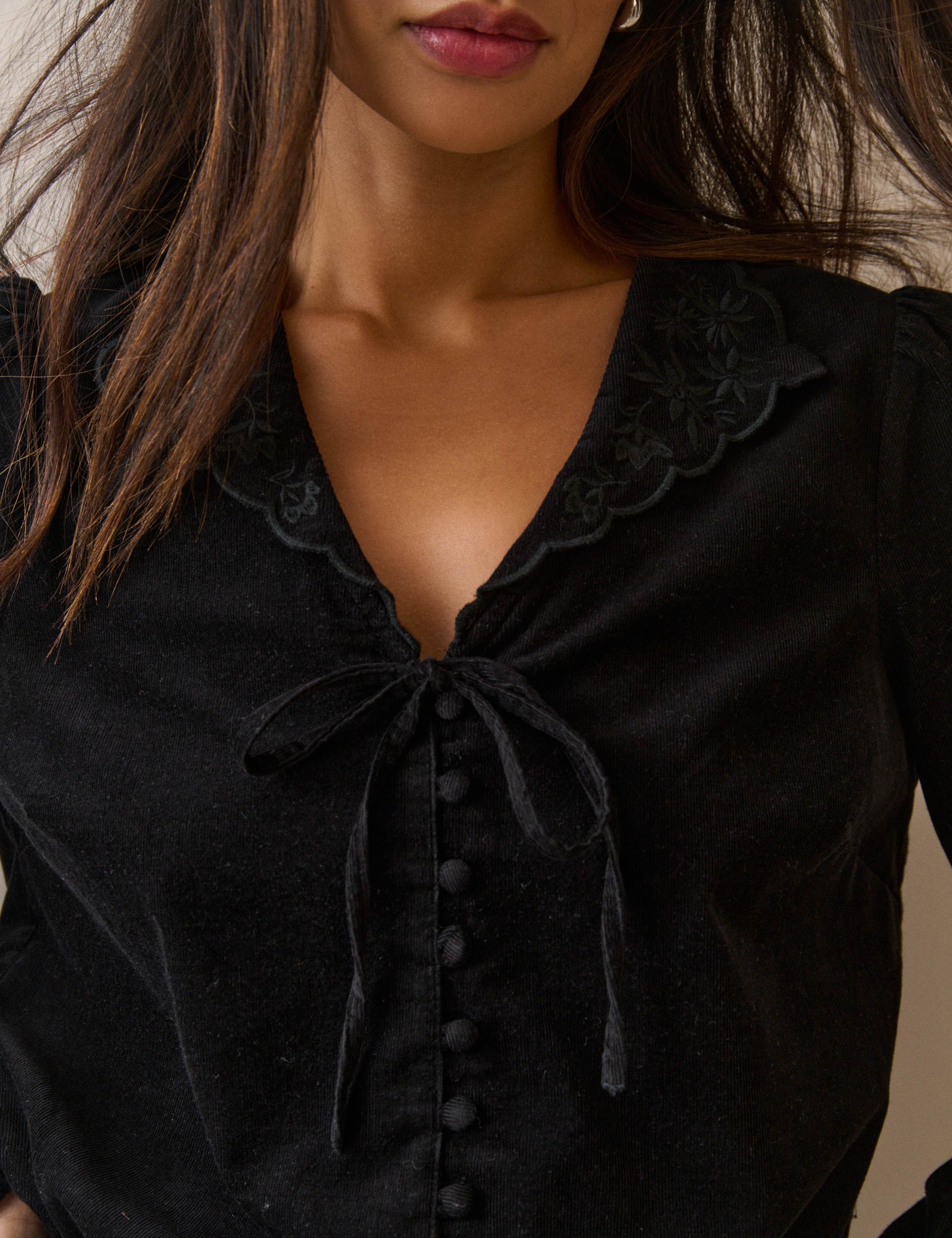Cord Collared V-Neck Blouse 5 of 5