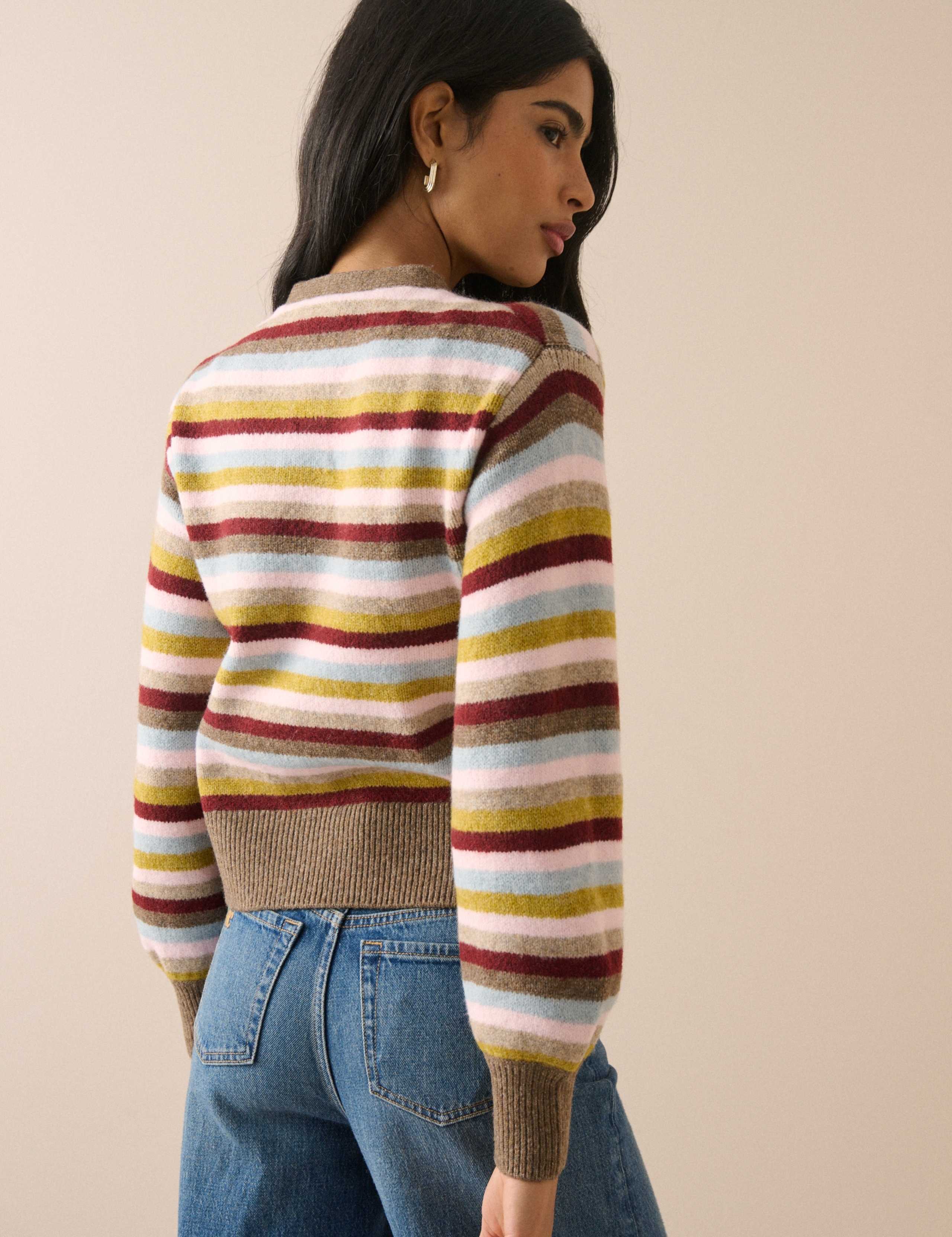 Striped Tie Neck Cardigan 2 of 5