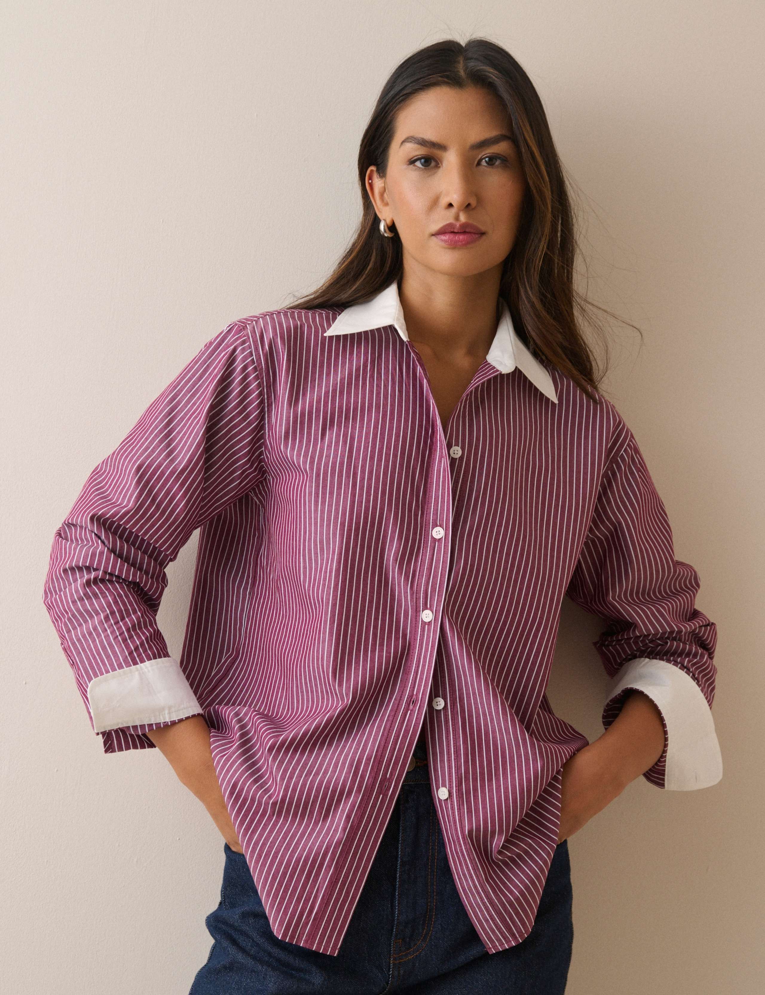 Pure Cotton Striped Collared Shirt 1 of 5